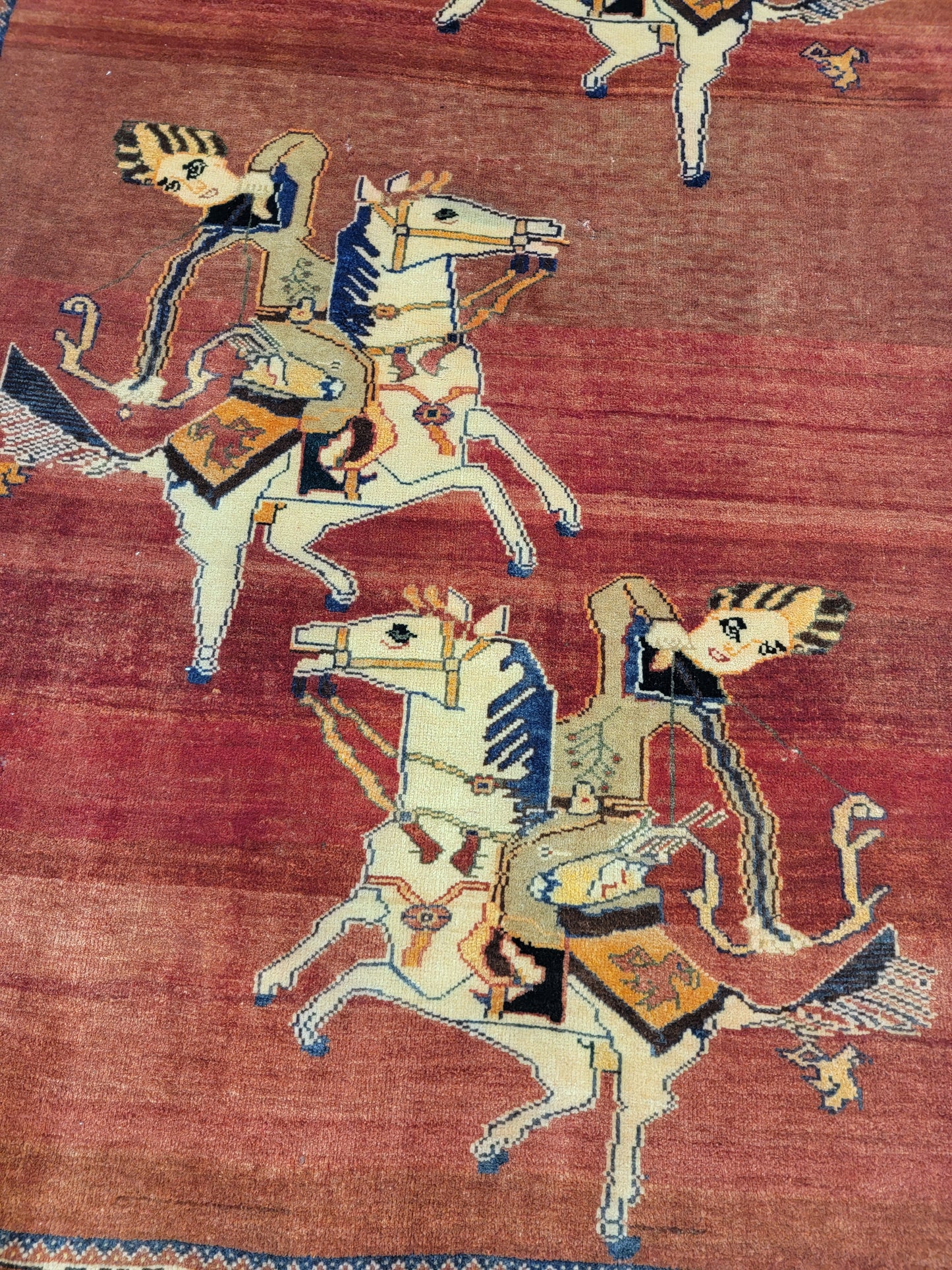 Hand-Knotted Wool Persian Gabbeh Horses 4'1" x 5'7"