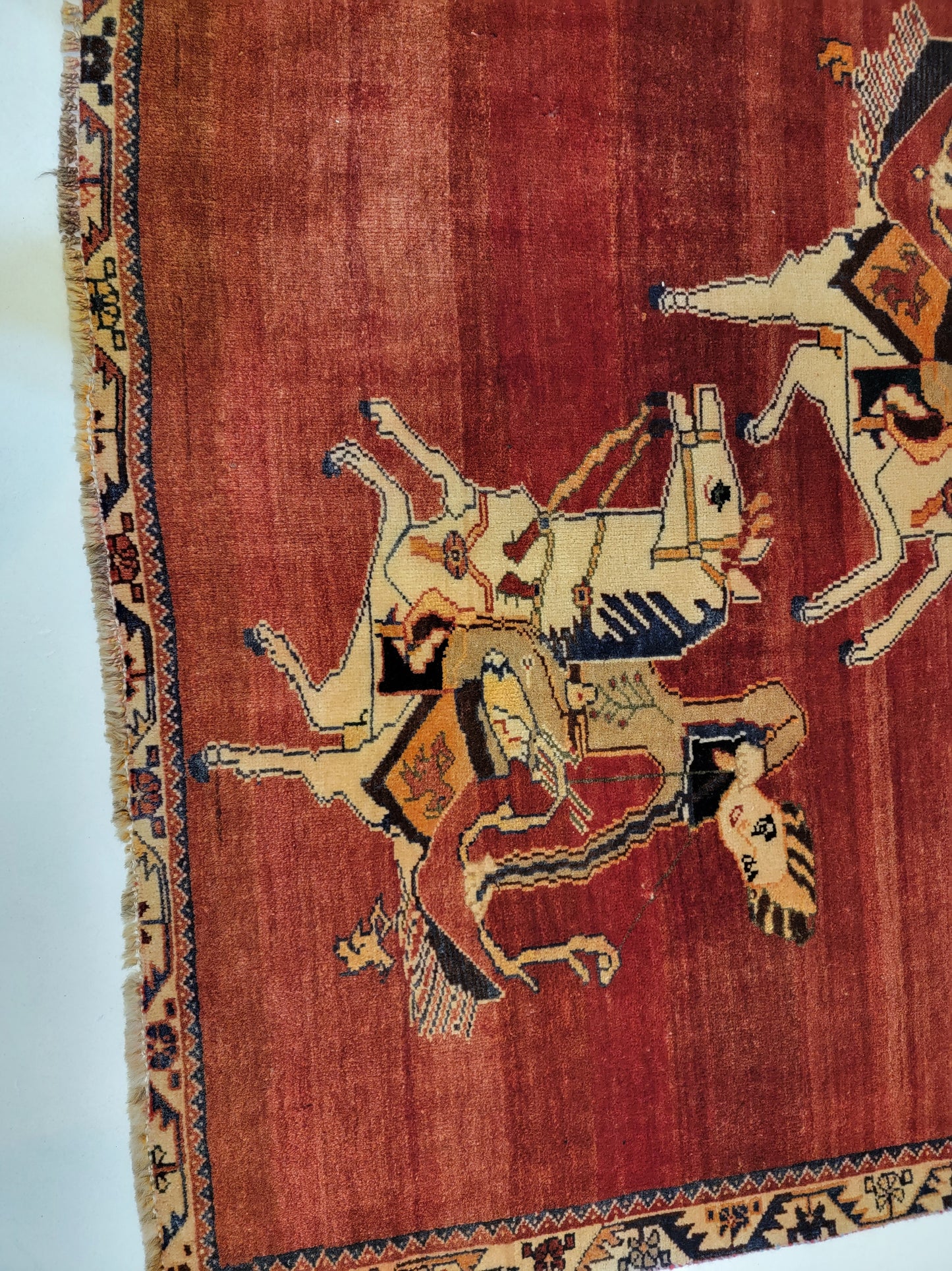 Hand-Knotted Wool Persian Gabbeh Horses 4'1" x 5'7"