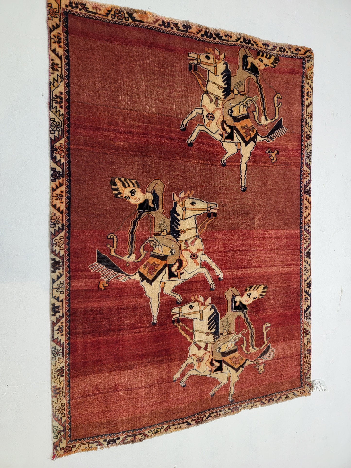 Hand-Knotted Wool Persian Gabbeh Horses 4'1" x 5'7"