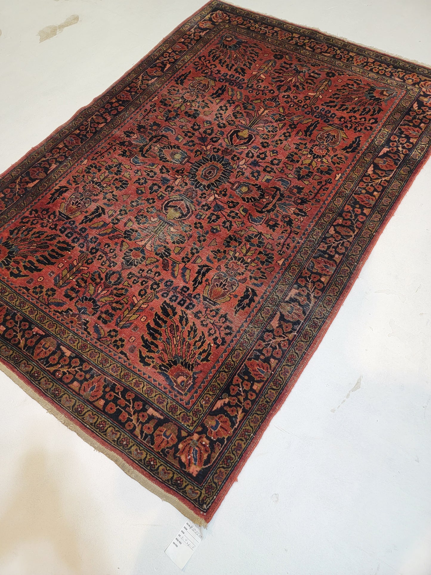 Hand-Knotted Wool Rug Persian Sarouk 4'4" x 6'6"