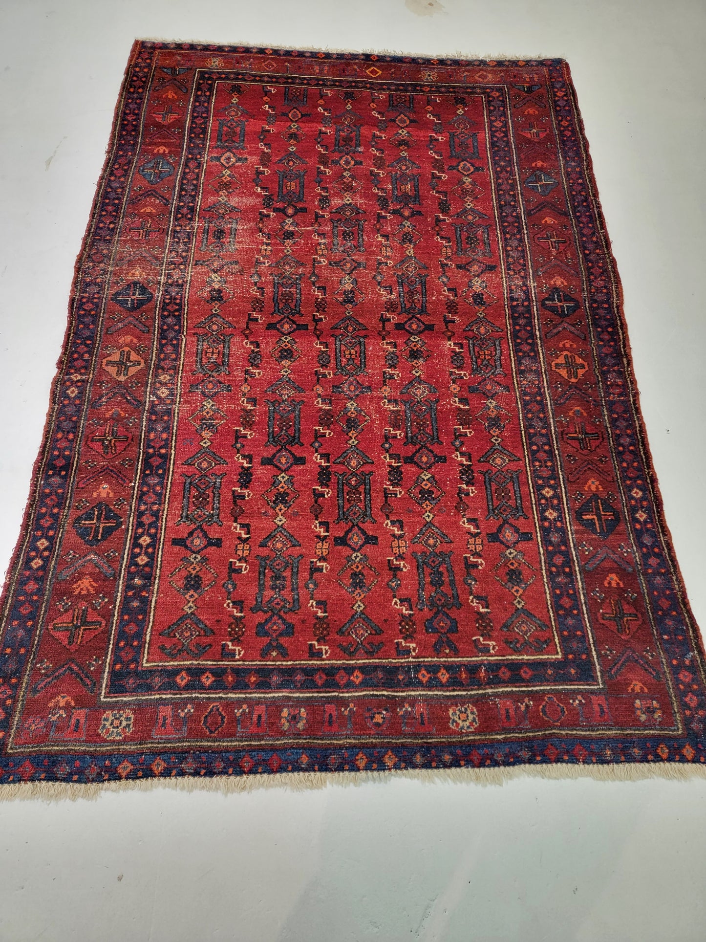 Hand-Knotted Wool Rug Persian Malayer 4'3"x6'7" Allover design