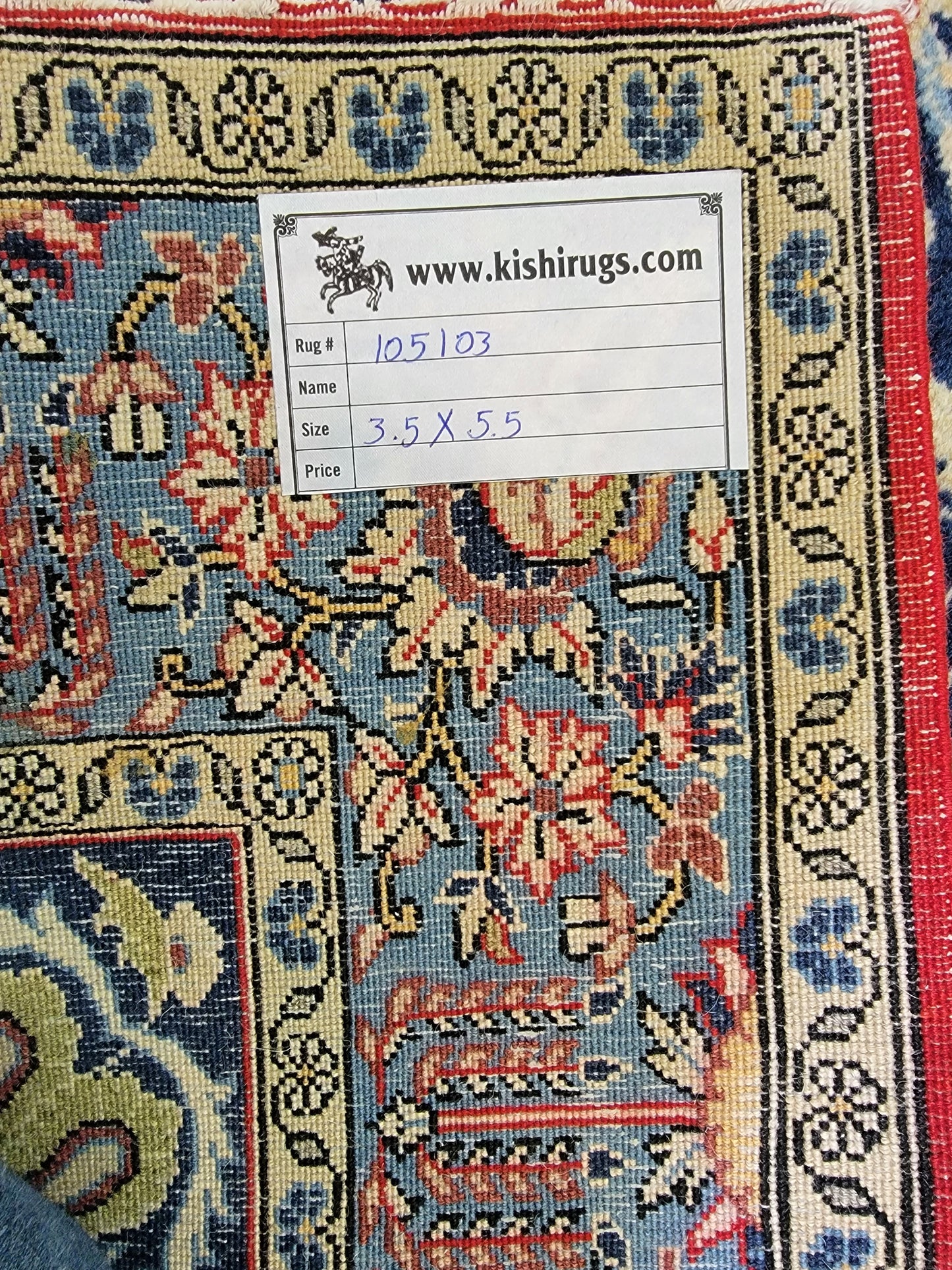 Hand-Knotted Wool Rug Qum 3'5" x 5'5" Medallion