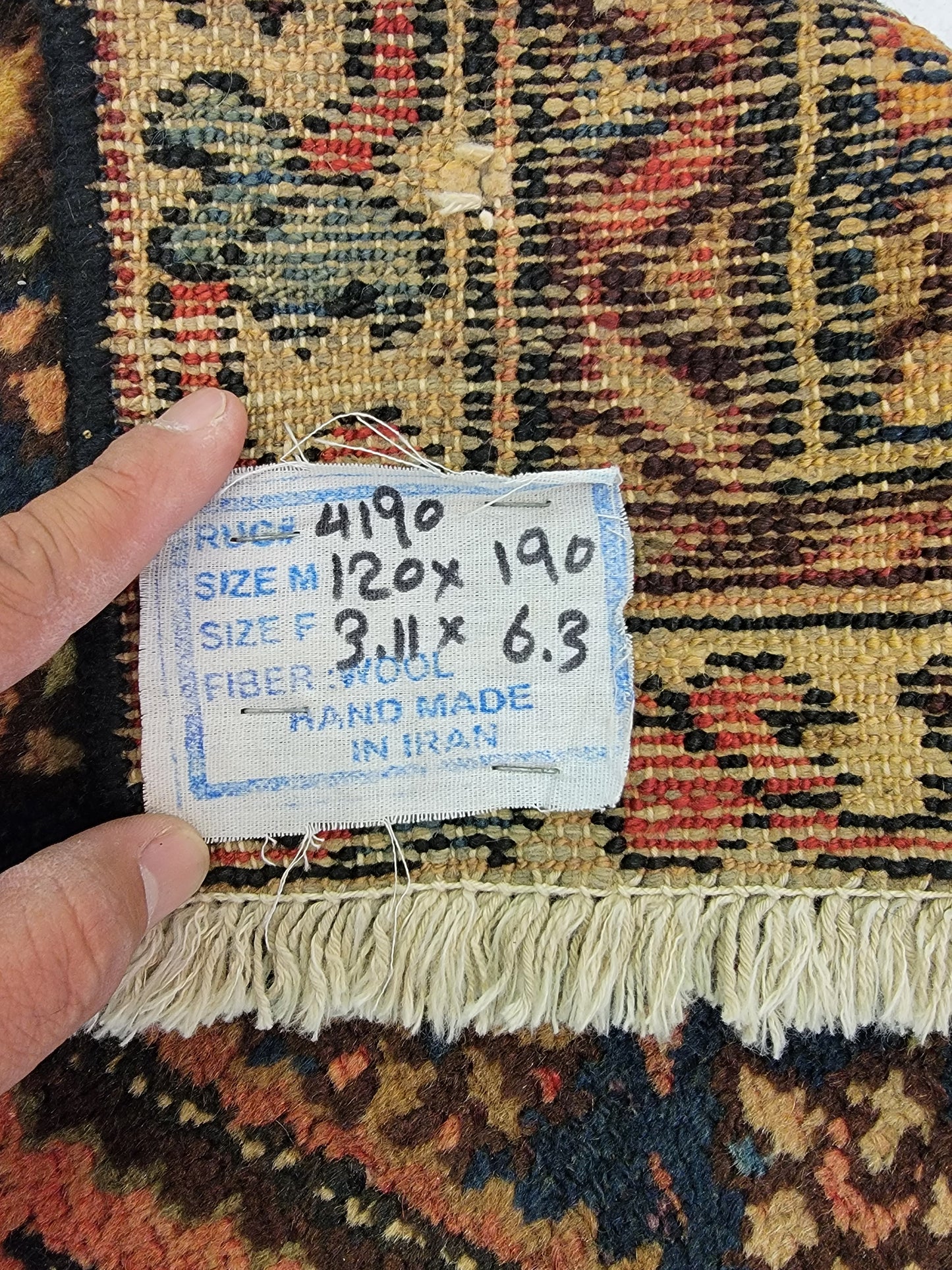 Hand-Knotted Wool Rug Kurdish Malayer 3'11" x 6'3"