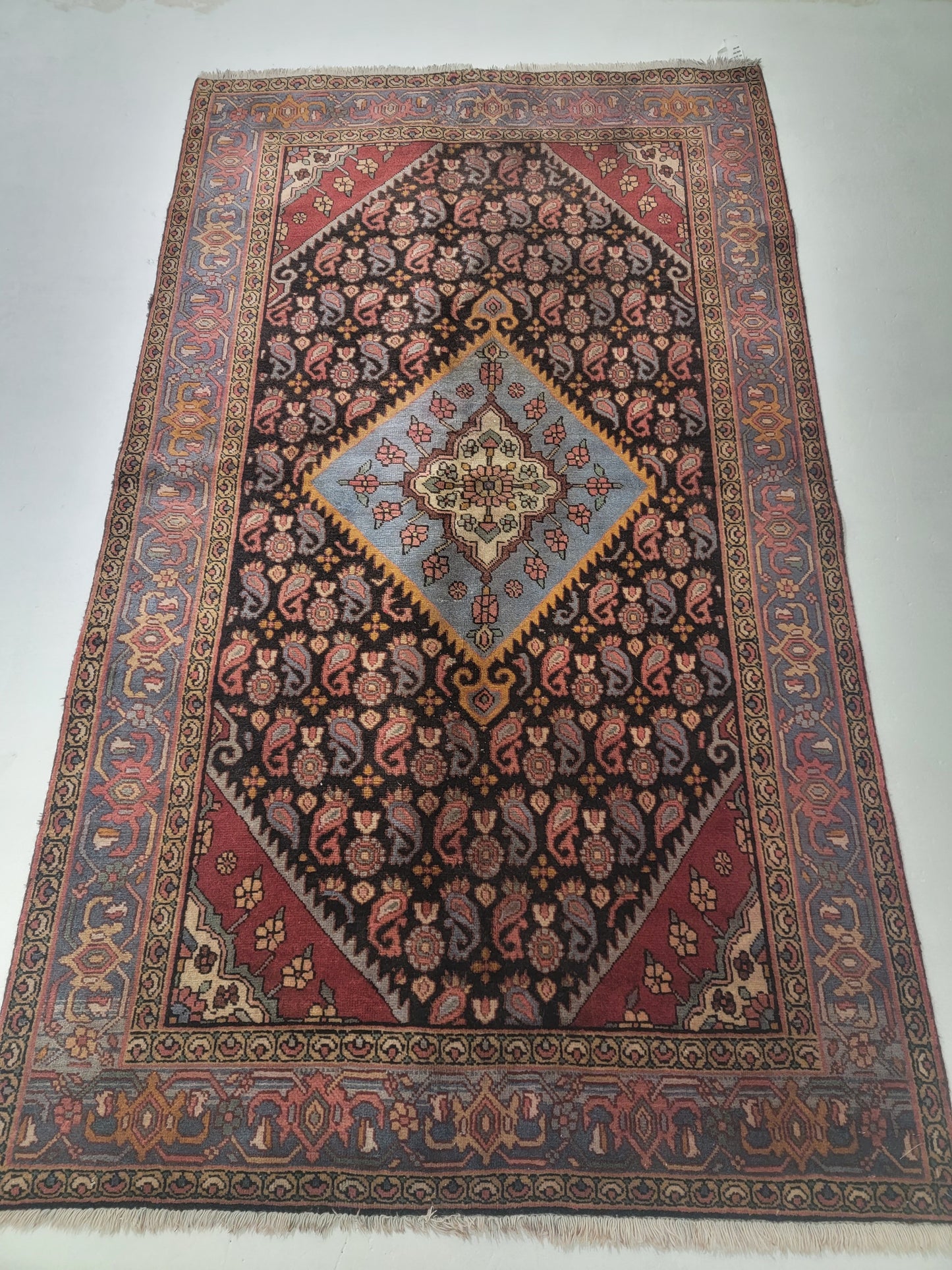 Hand-Knotted Wool Persian Zajan/ Hamedan 4'2" x 7'7"