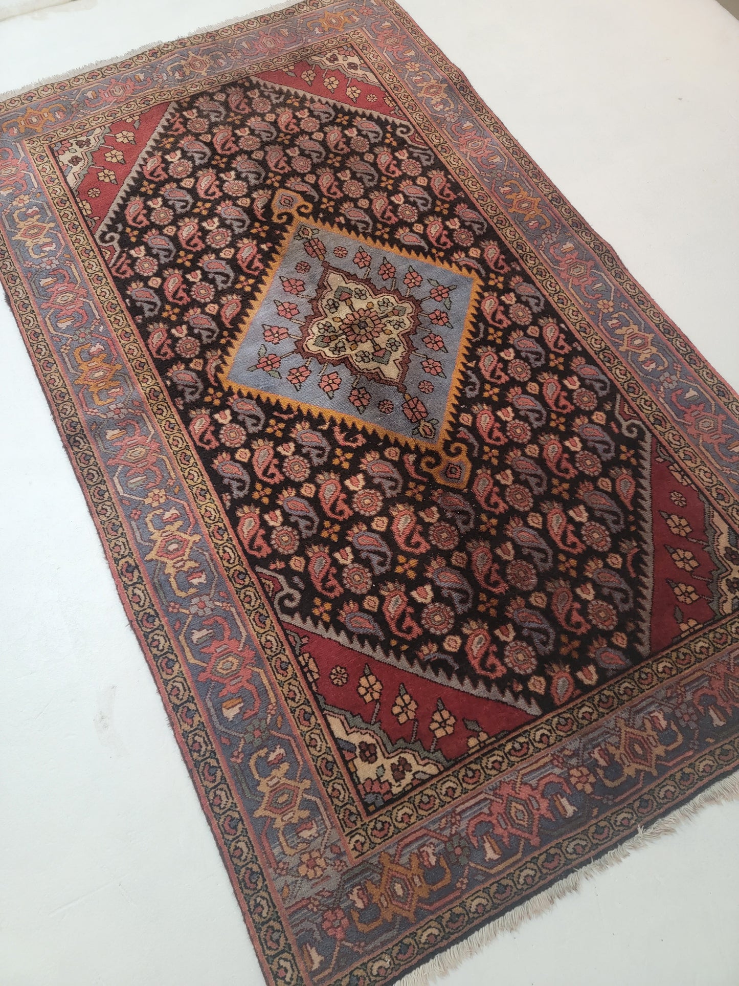 Hand-Knotted Wool Persian Zajan/ Hamedan 4'2" x 7'7"