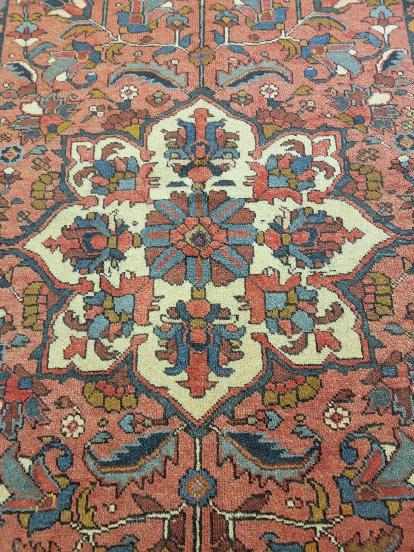 Hand-Knotted Wool Persian Heriz 4' x 6'