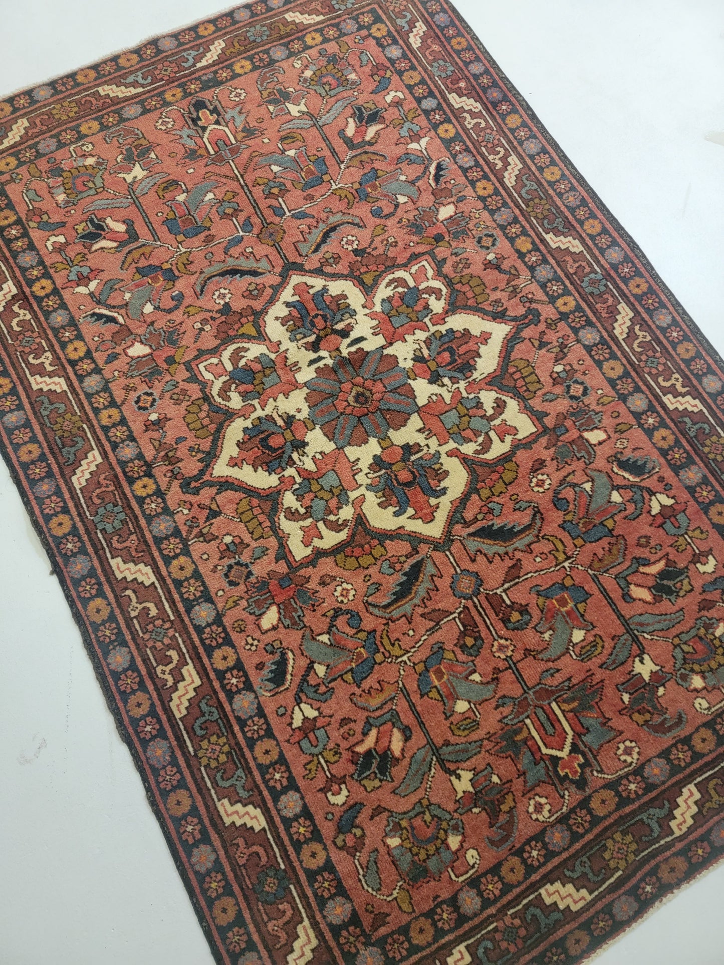 Hand-Knotted Wool Persian Heriz 4' x 6'