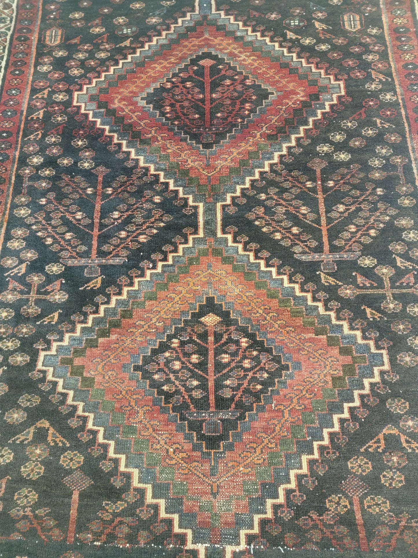 Hand-Knotted Wool Rug Afshar 5' x 6'7"