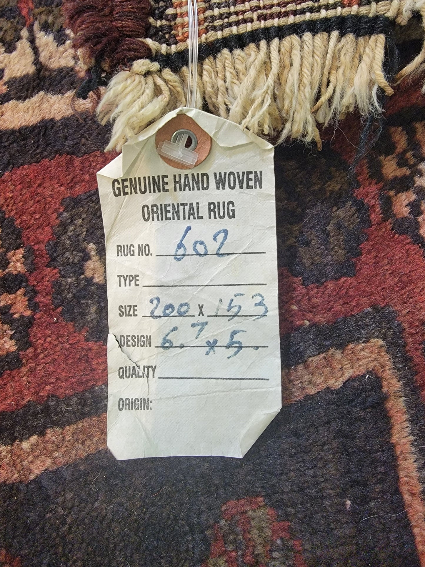 Hand-Knotted Wool Rug Afshar 5' x 6'7"