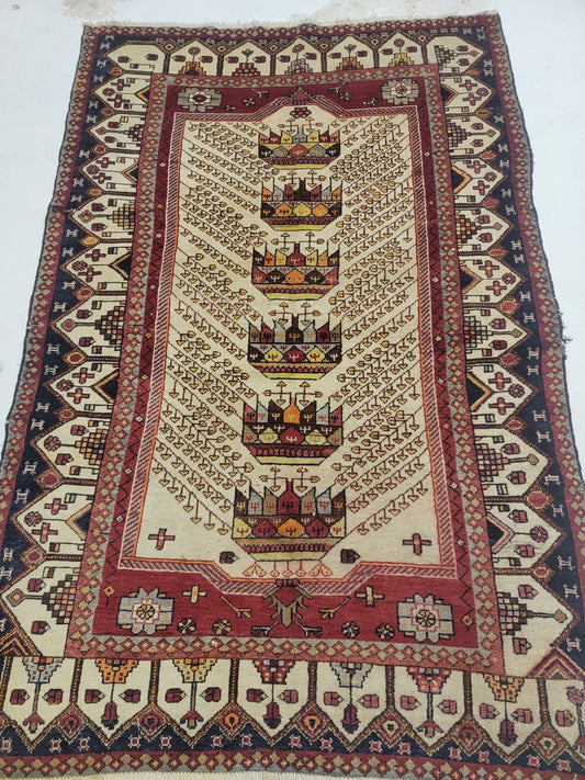 Hand-Knotted Wool Rug Shahsavand