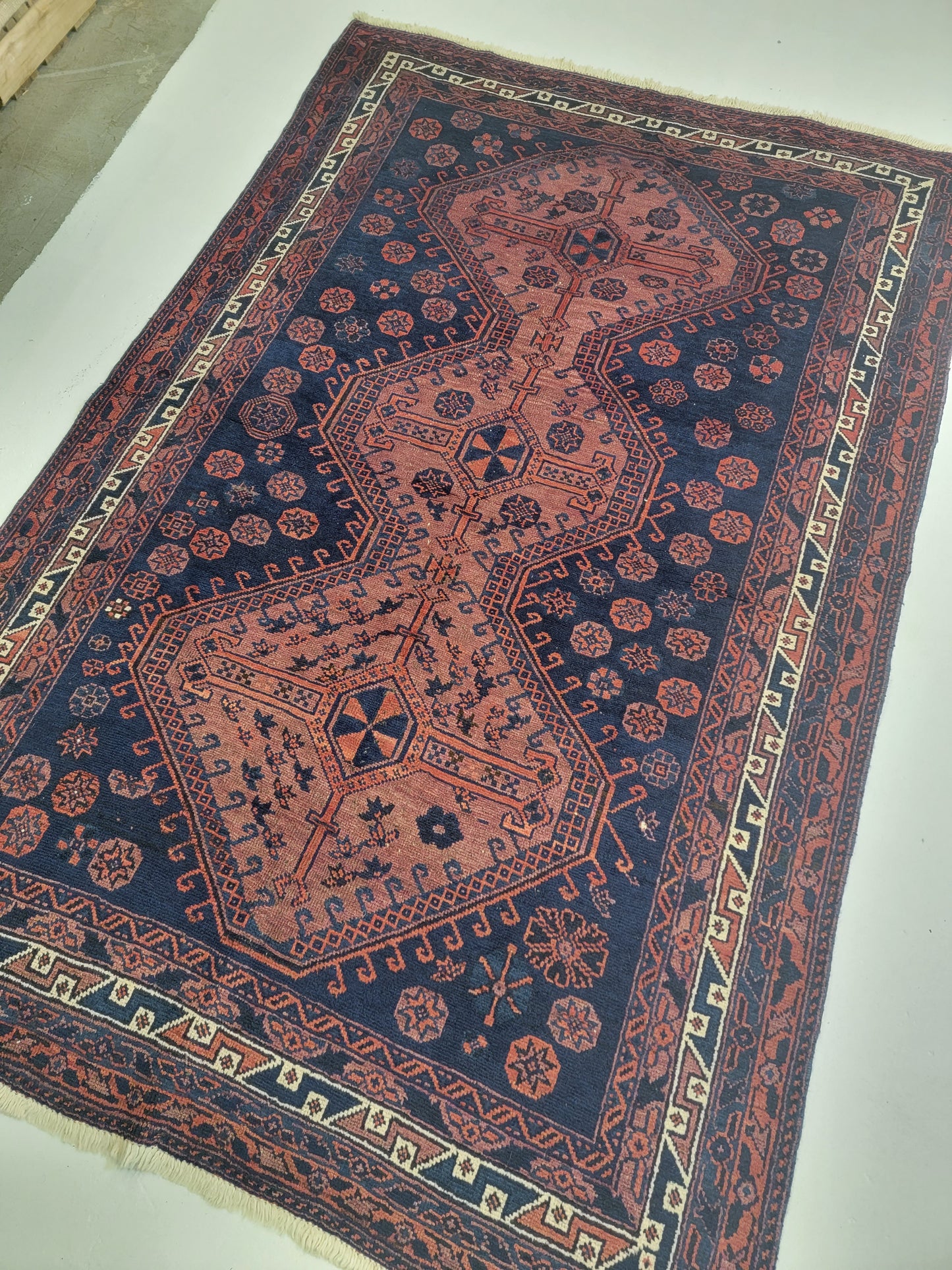 Hand-Knotted Wool Rug Afshar 4'3" x 6'4"