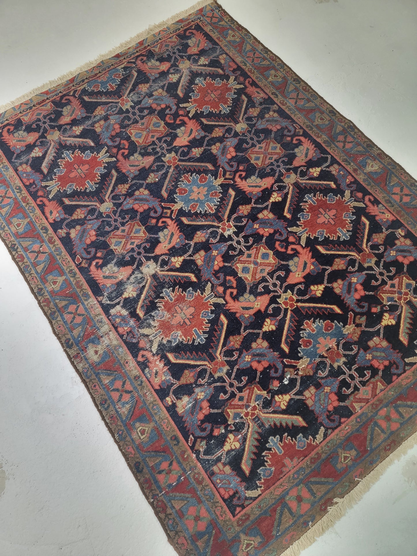 Hand-Knotted Wool Rug Kurdish 4'2" x 5'5"