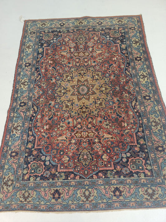 Hand-Knotted Wool Rug Tabriz 4'3" x 6'1"