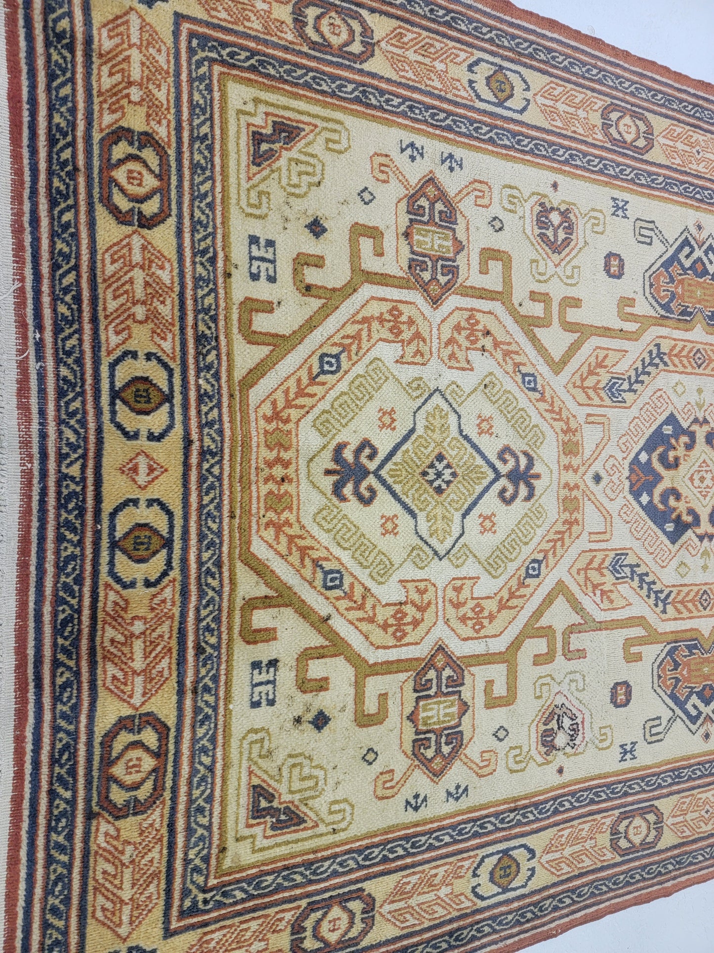 Hand-Knotted Wool Runner Russian Kazakhstan 4'7" x 7'3"