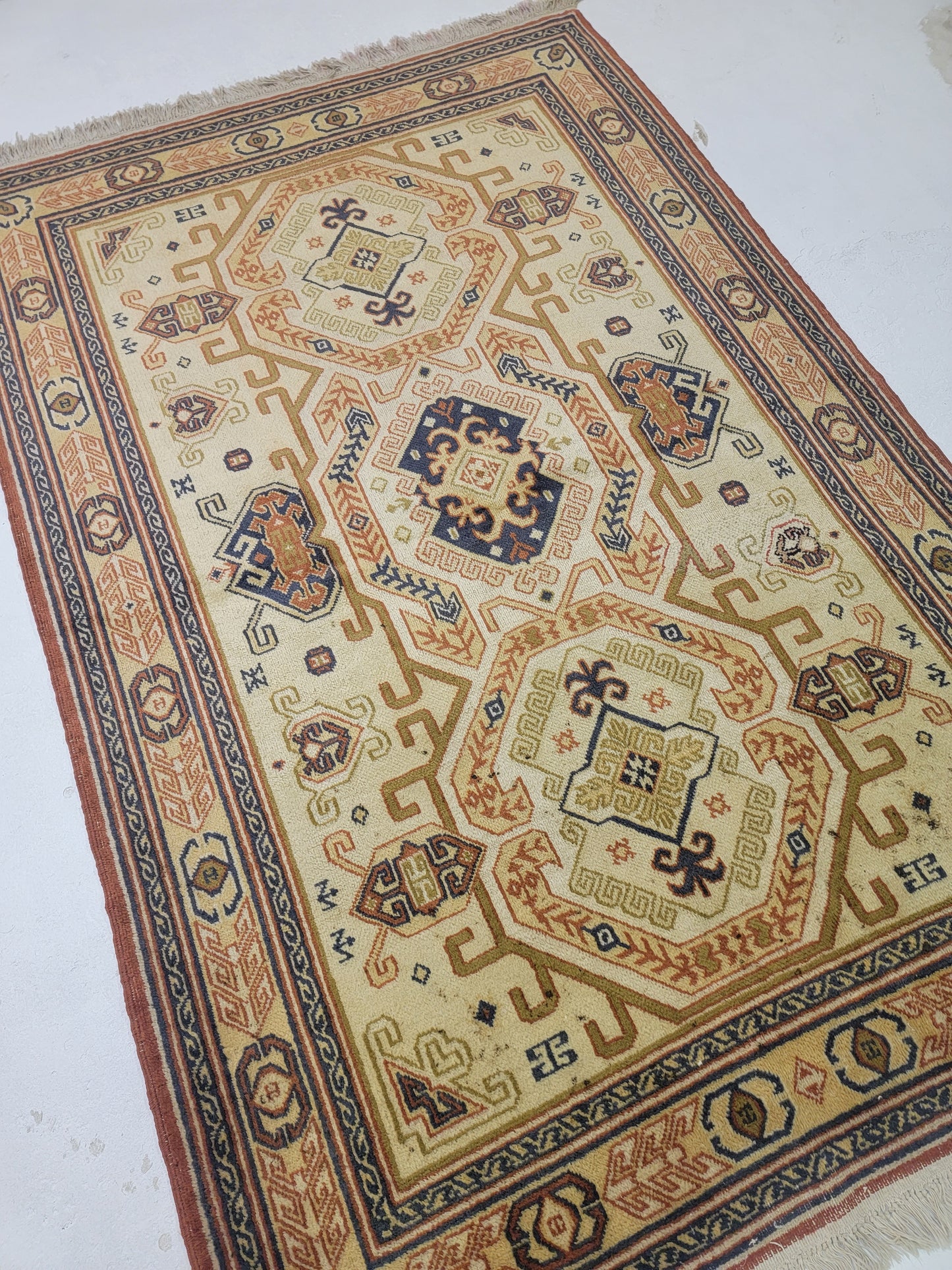 Hand-Knotted Wool Runner Russian Kazakhstan 4'7" x 7'3"