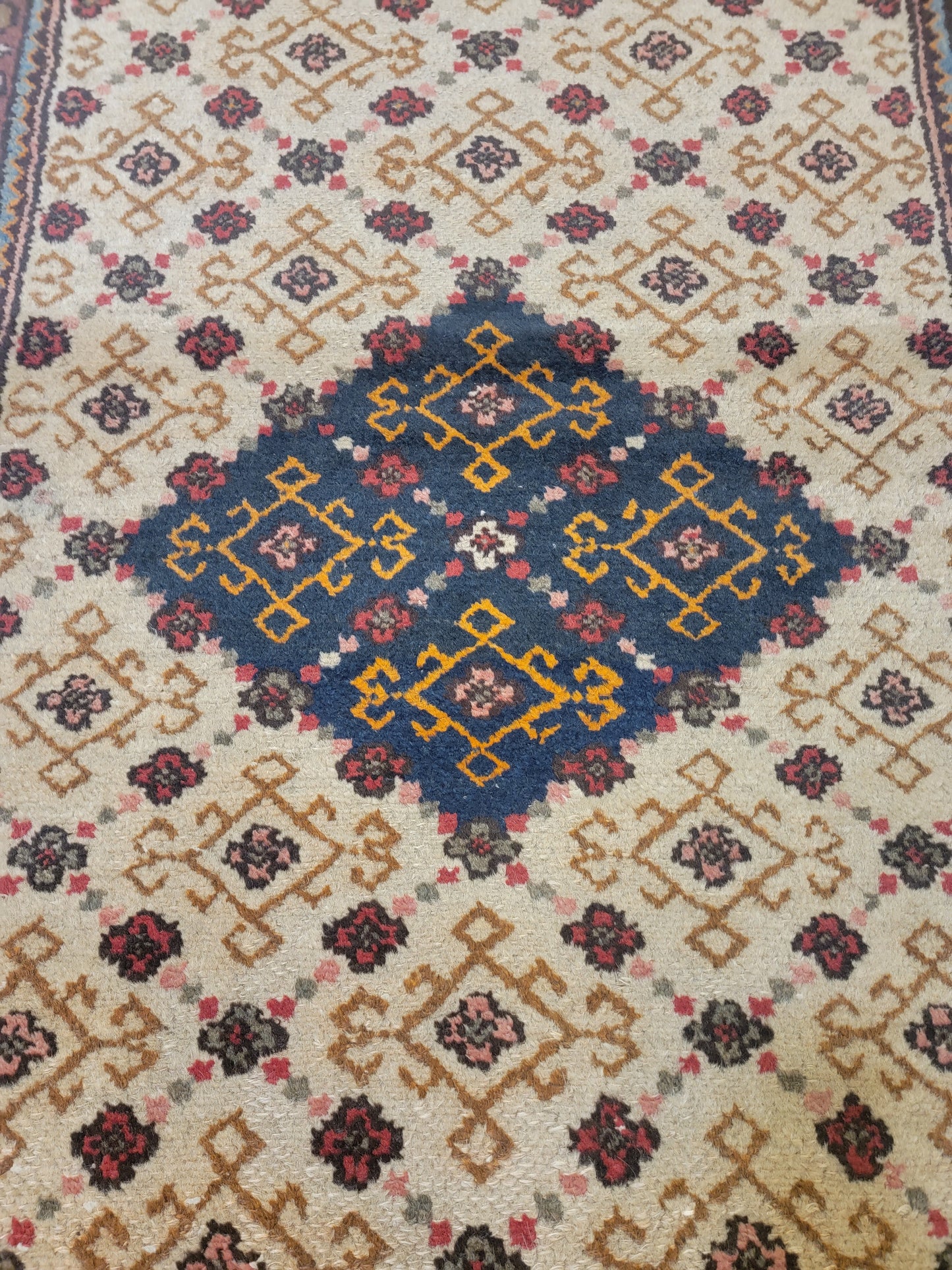 Hand-Knotted Wool Runner Hamedan 3'6" x 10'4"