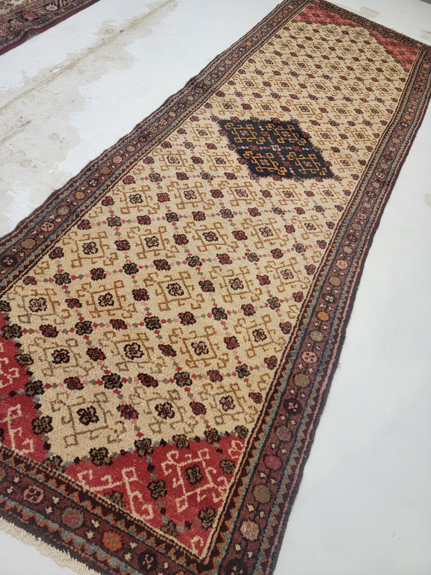 Hand-Knotted Wool Runner Hamedan 3'6" x 10'4"