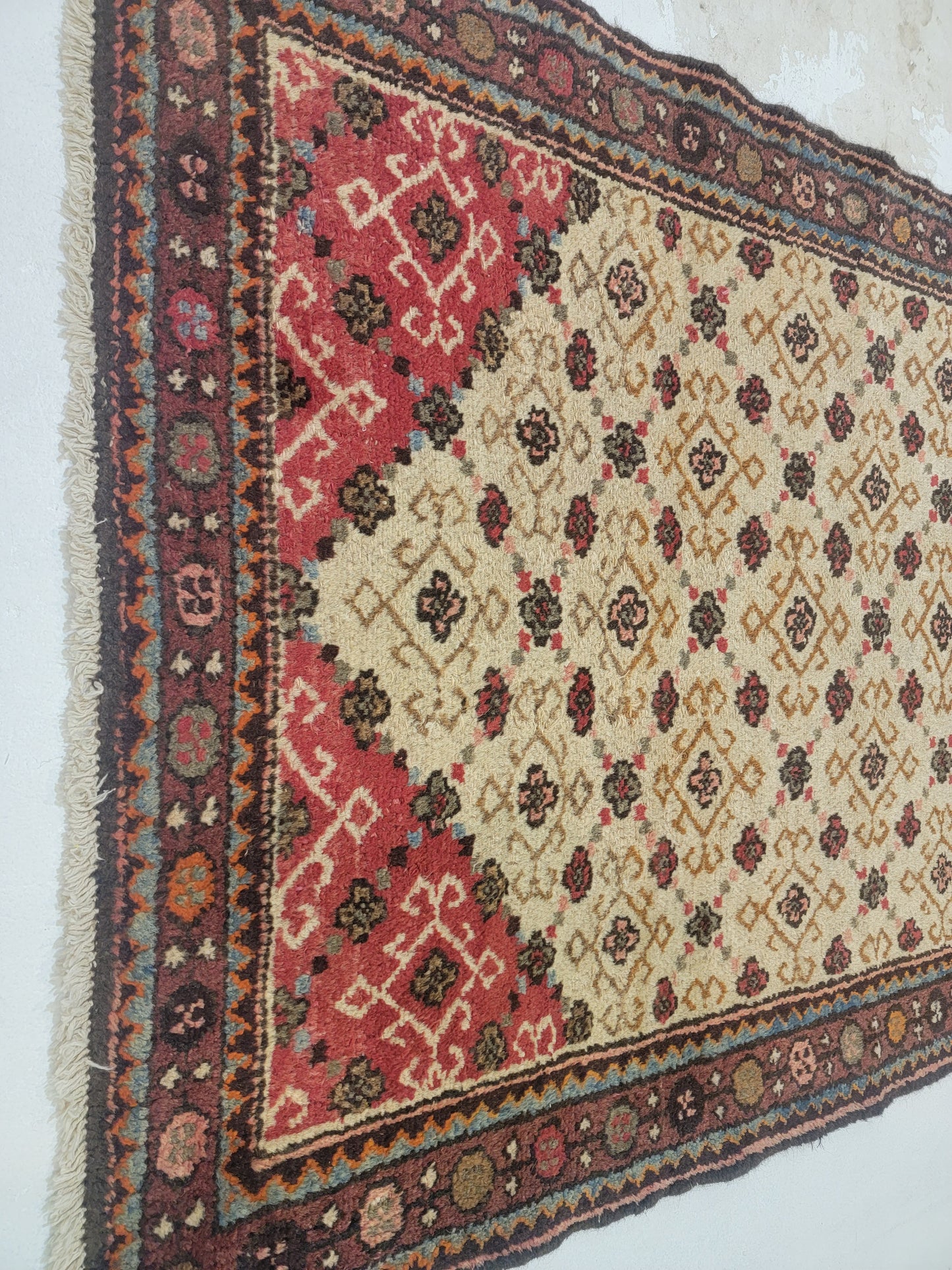 Hand-Knotted Wool Runner Hamedan 3'6" x 10'4"