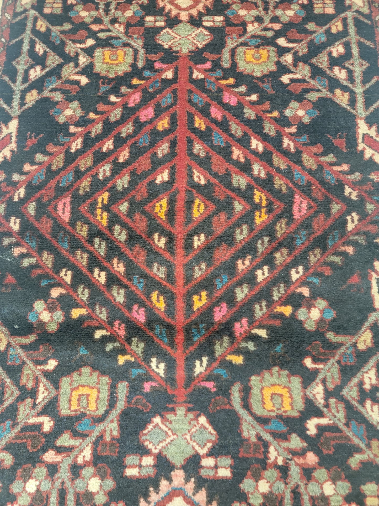 Hand-Knotted Wool Runner Kurdish 3'4" x 10'7"