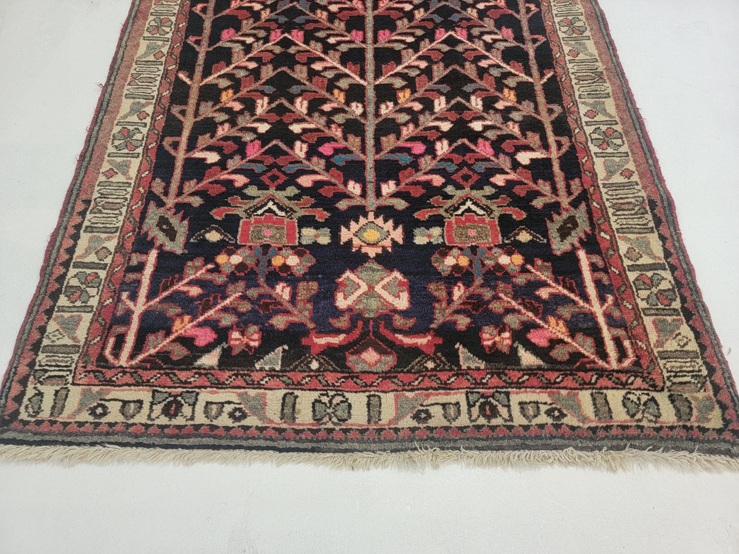 Hand-Knotted Wool Runner Kurdish 3'4" x 10'7"