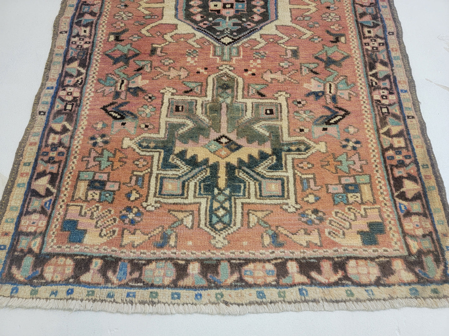 Hand-Knotted Wool Runner Heriz Karajeh 2'10" x 9'5"