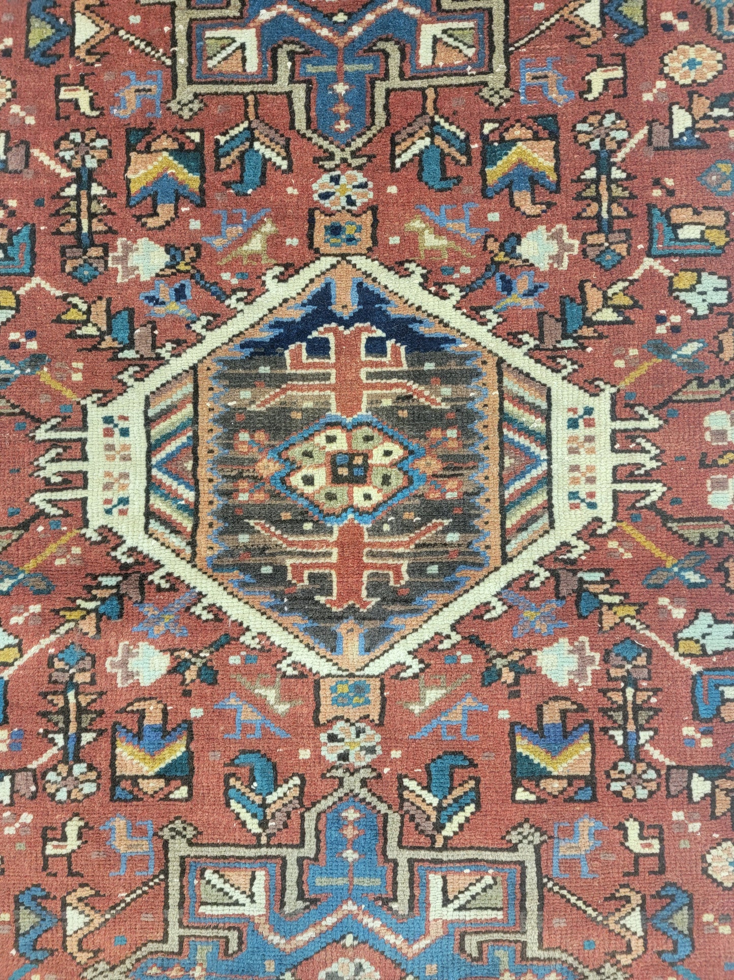 Hand-Knotted Wool Runner Heriz Karajeh 3'2" x 8'6"
