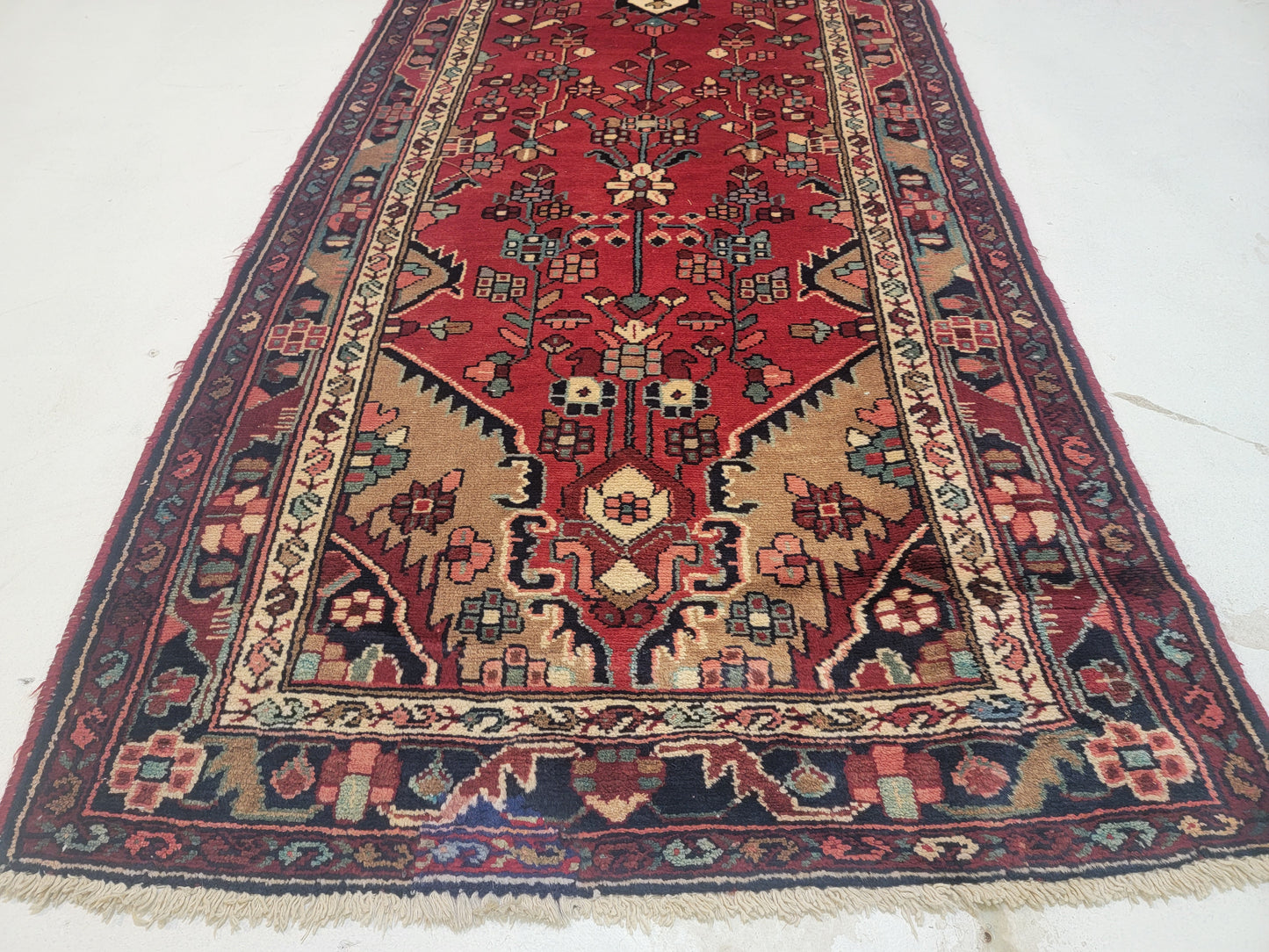 Hand-Knotted Wool Runner Hamedan 3'2" x 10'5"