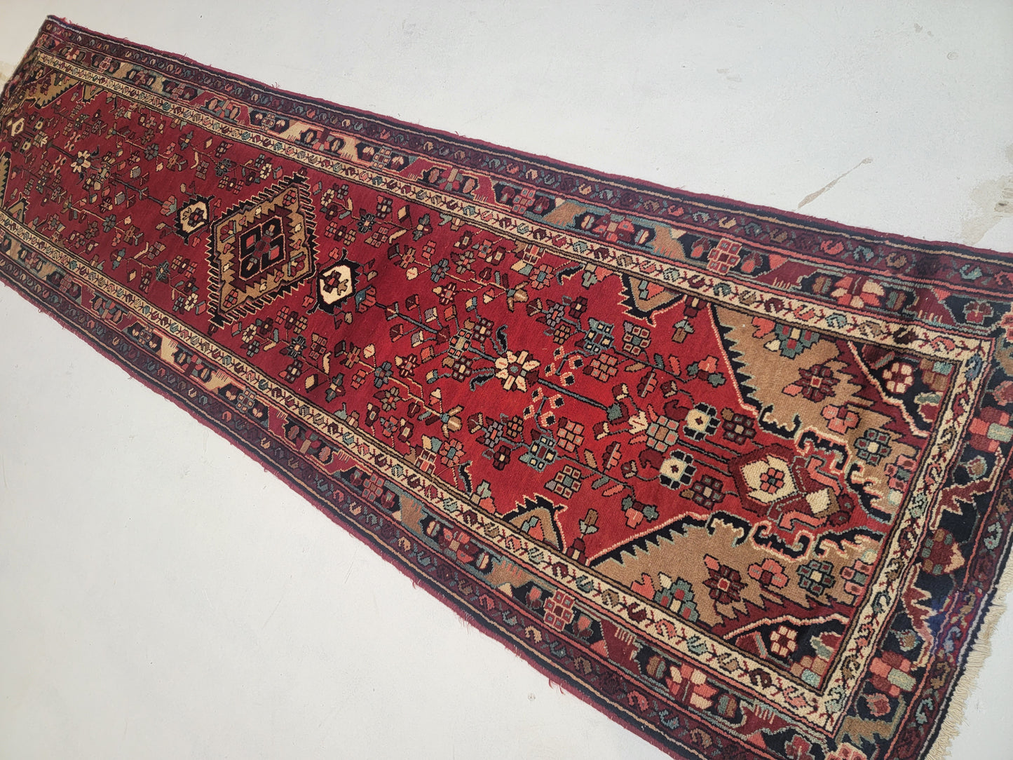Hand-Knotted Wool Runner Hamedan 3'2" x 10'5"