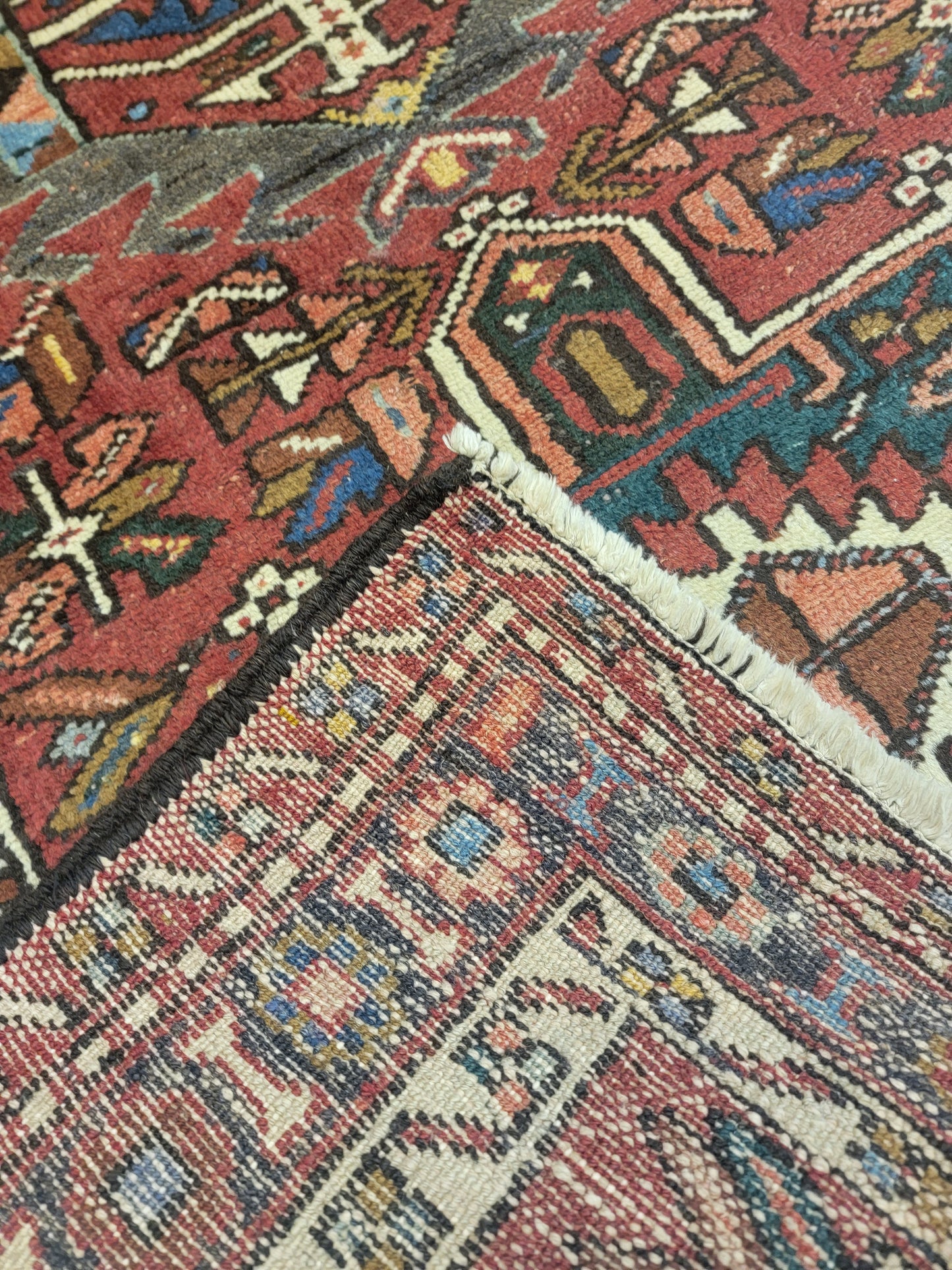 Hand-Knotted Wool Runner Heriz Karajeh 3'4" x 10'10"