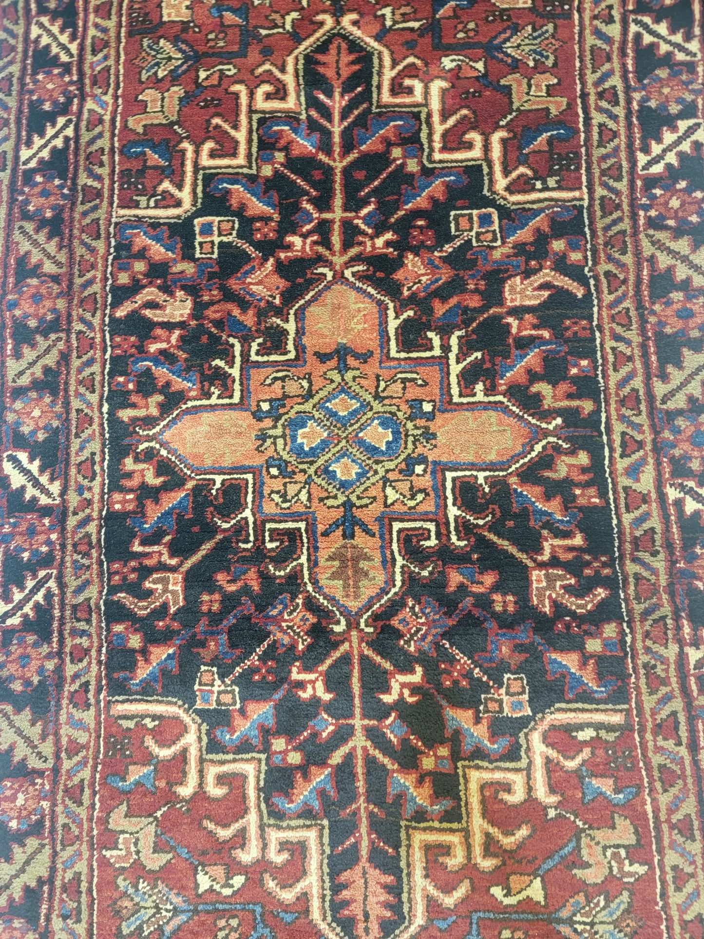 Hand-Knotted Wool Gallery Size Heriz 3'7" x 10'