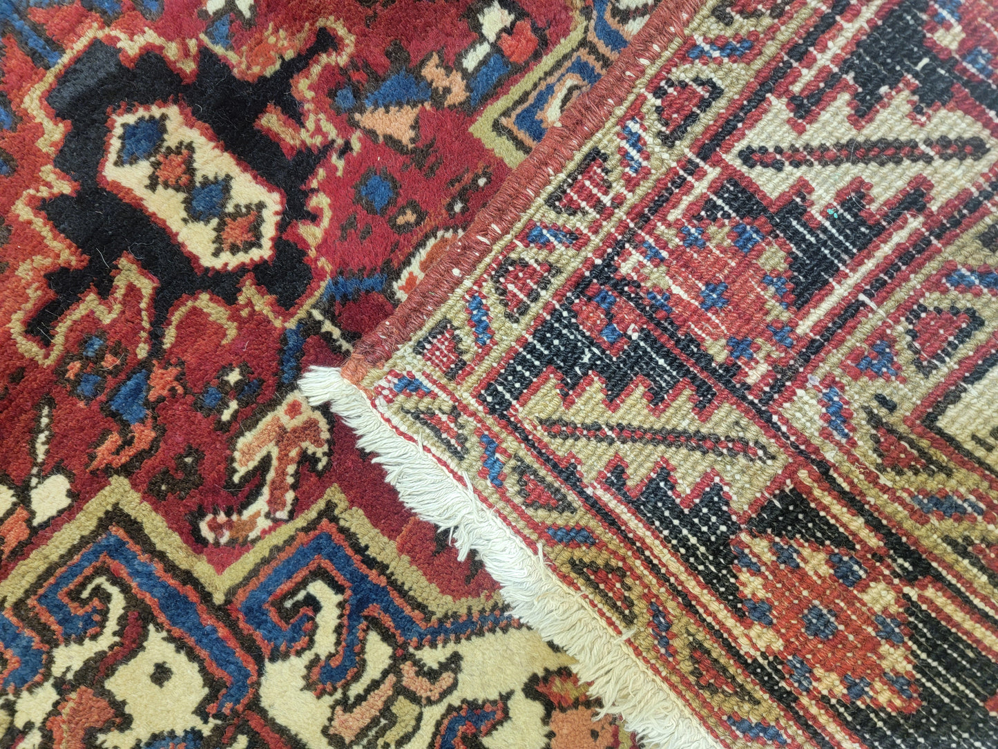 Hand-Knotted Wool Gallery Size Heriz 3'7" x 10'