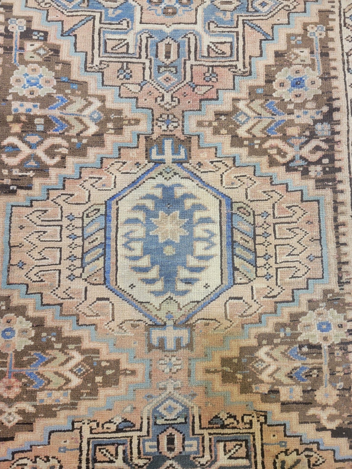 Hand-Knotted Wool Runner Heriz Karajeh 3'8" x 11'2"