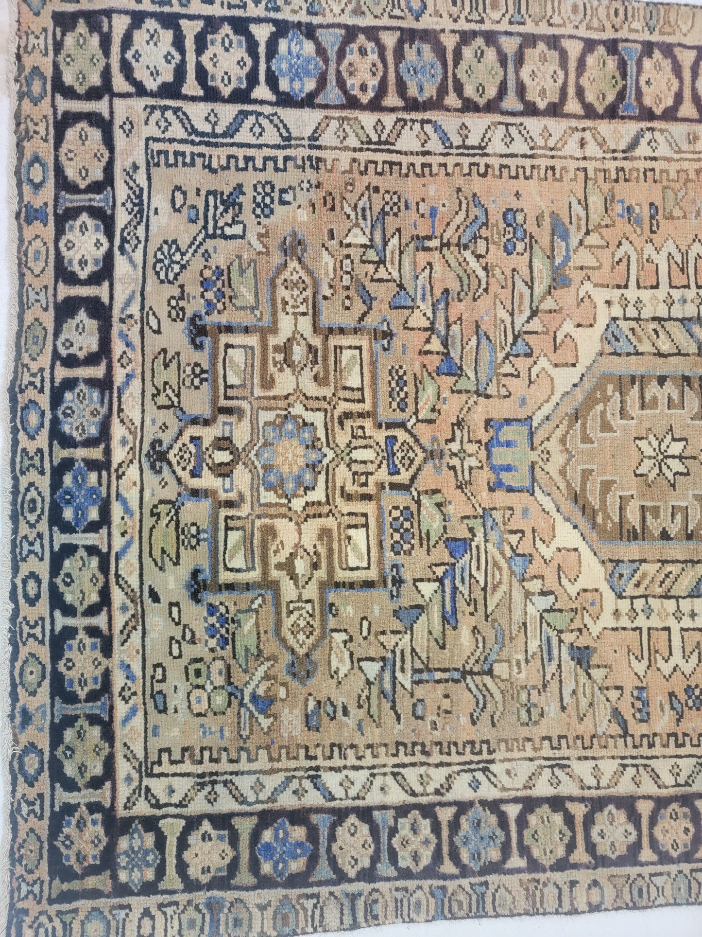 Hand-Knotted Wool Runner Heriz Karajeh 3'8" x 11'2"
