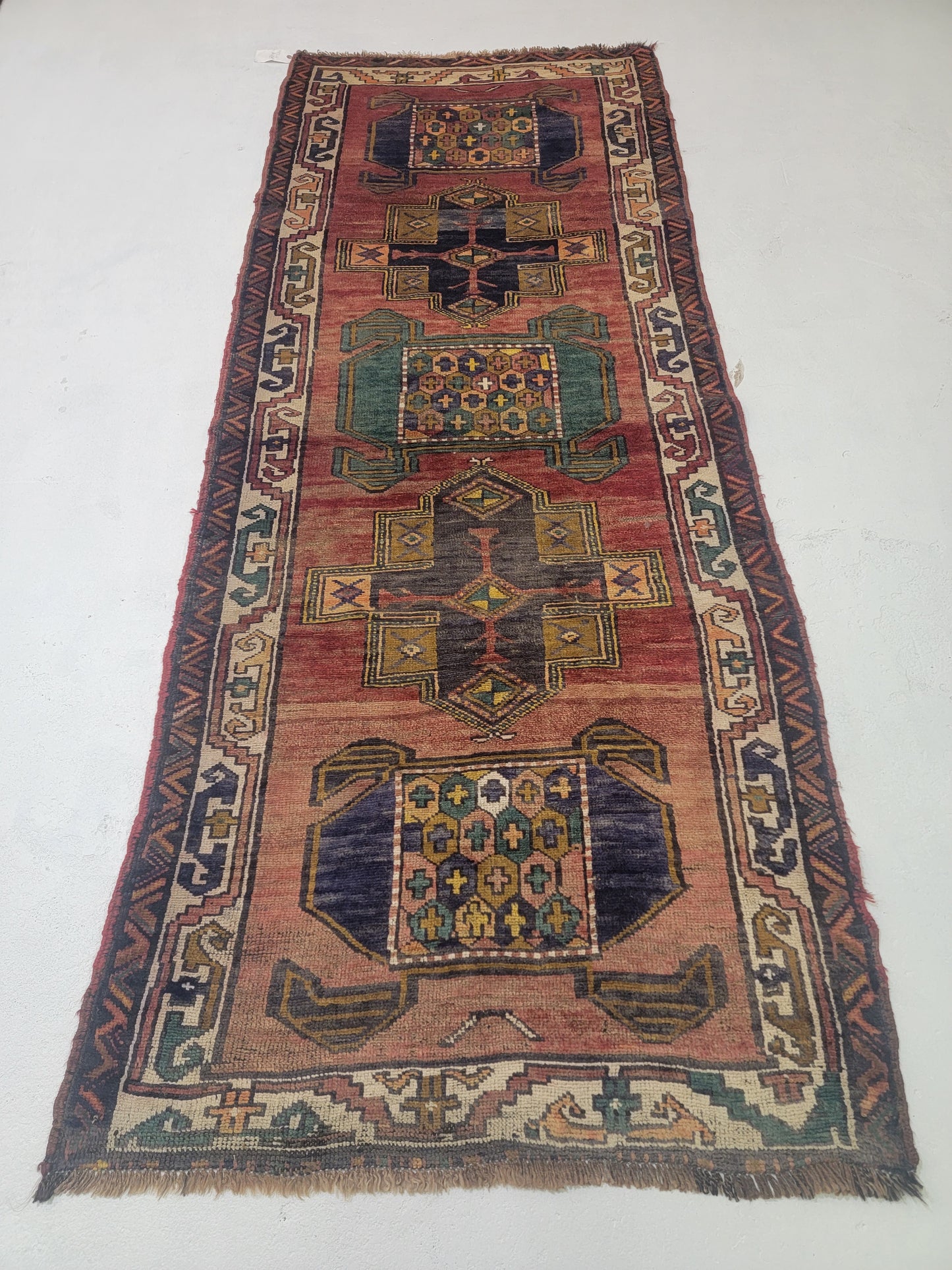 Hand-Knotted Wool Runner Meshkin 3' x 13'