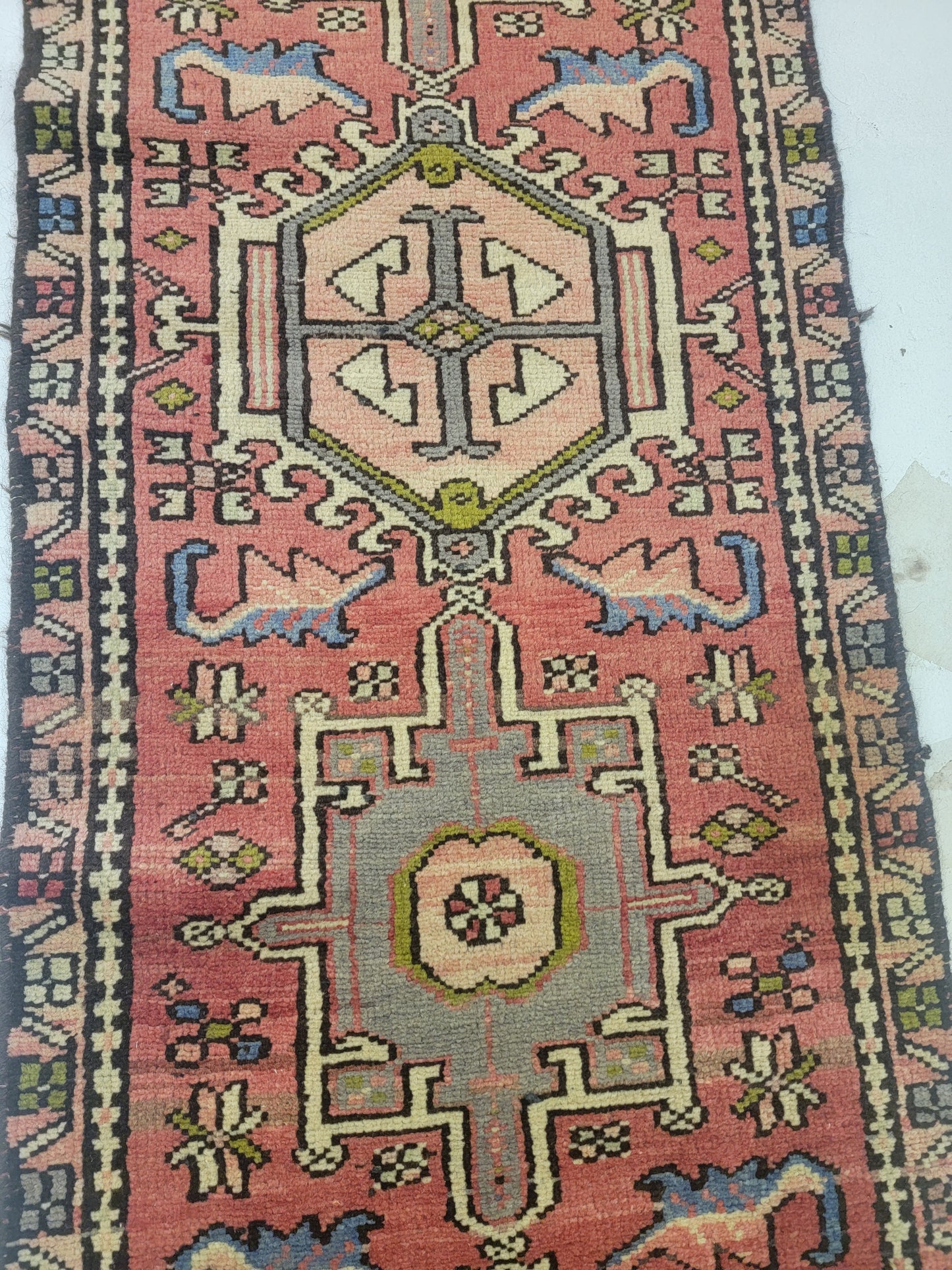 Hand-Knotted Wool Runner Heriz Karajeh 2'1" x 14'7"