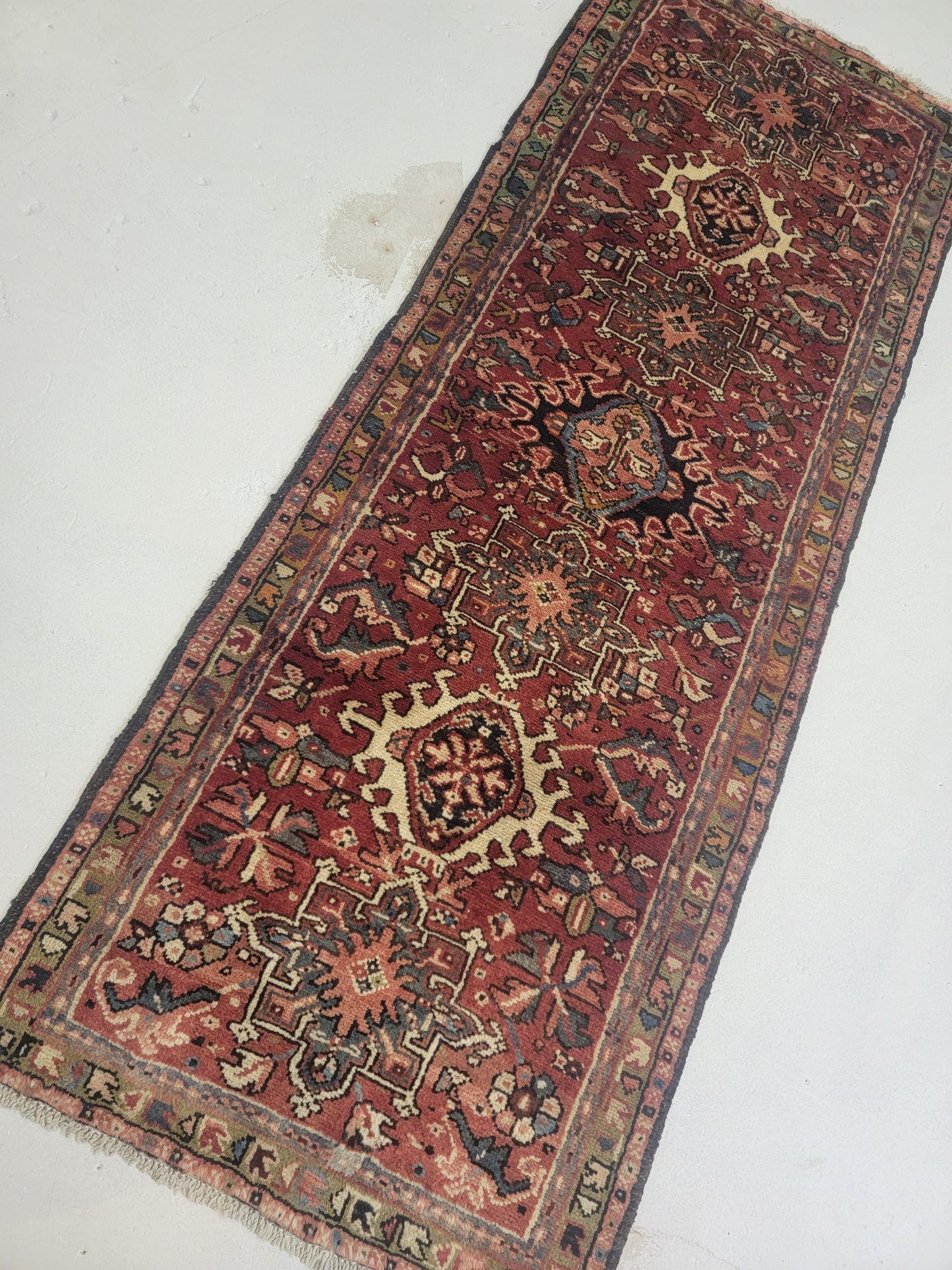Hand-Knotted Wool Runner Heriz Karajeh 2'2" x 5'10"