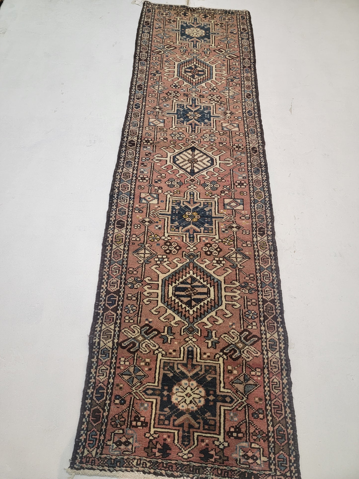Hand-Knotted Wool Gallery Size Heriz Karajeh 2'6" x 9'