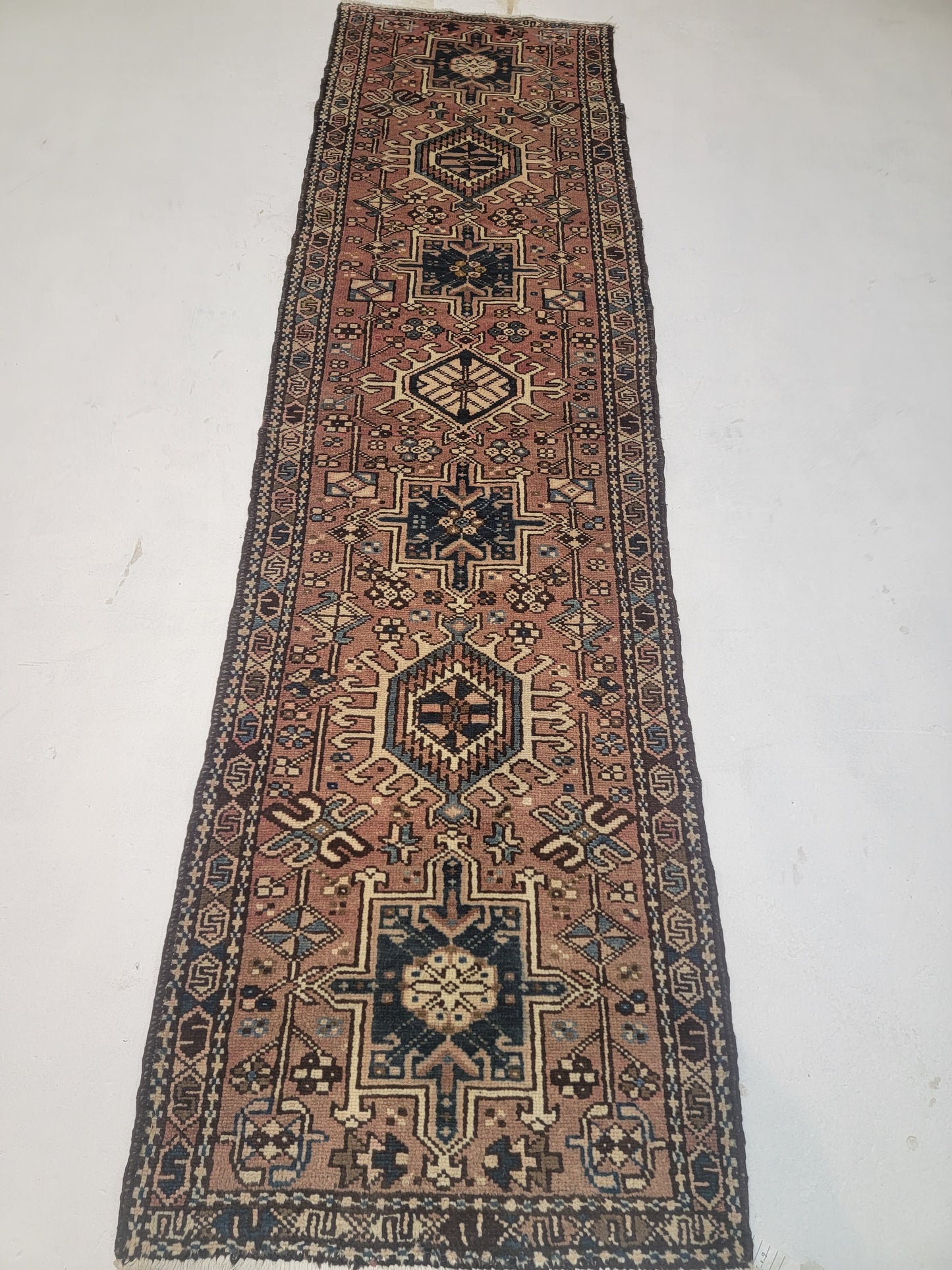 Hand-Knotted Wool Gallery Size Heriz Karajeh 2'6" x 9'
