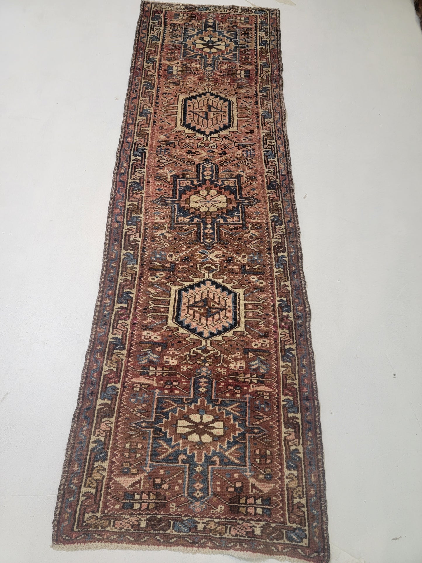Hand-Knotted Wool Runner Heriz Karajeh 2'1" x 7'