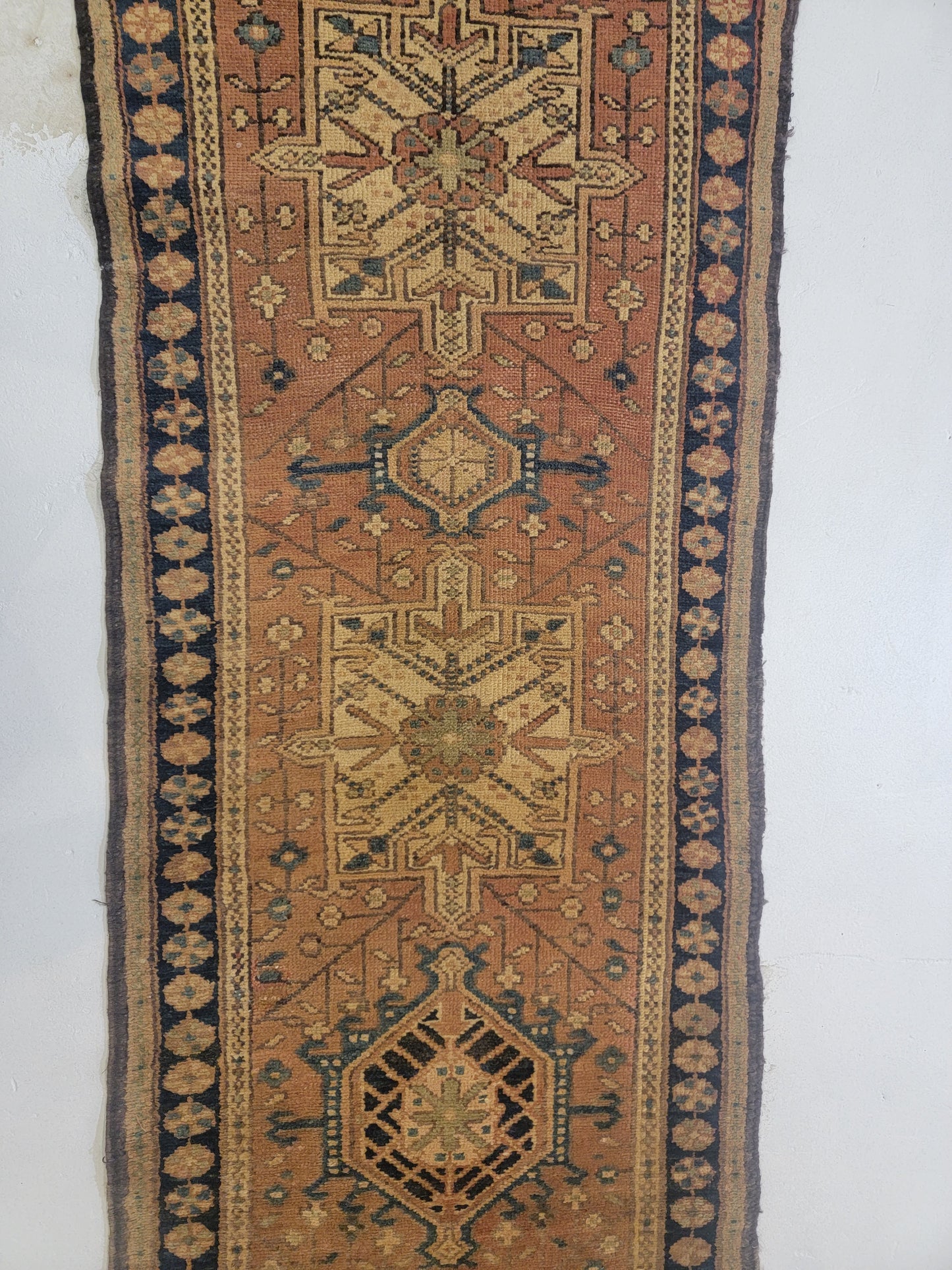 Hand-Knotted Wool Runner Heriz Karajeh 2'4" x 9'8"