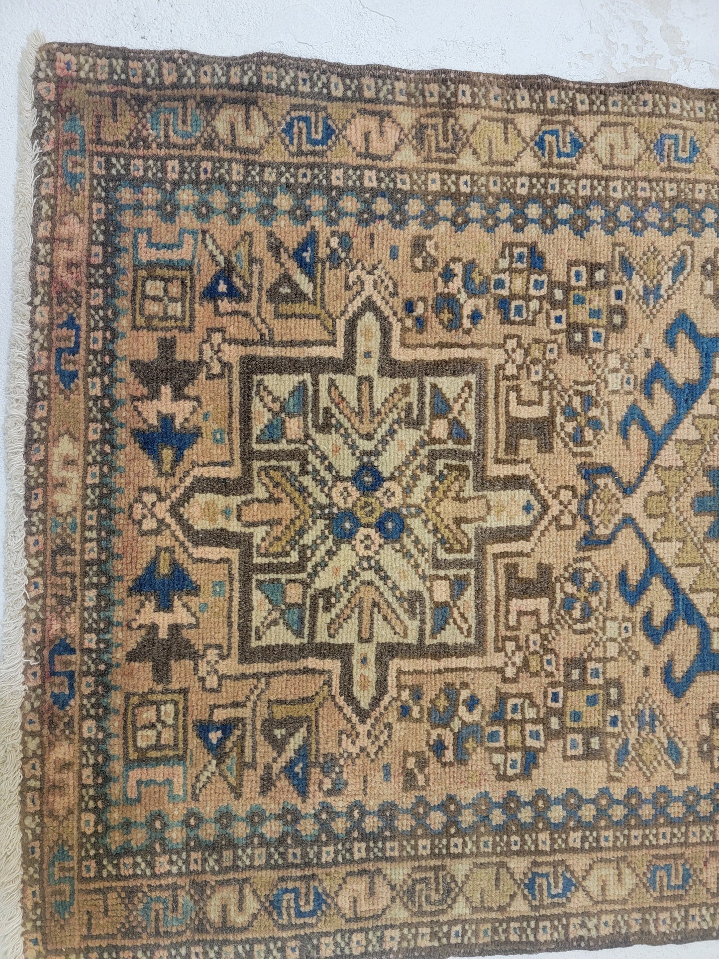 Hand-Knotted Wool Runner Heriz Karajeh 2'4" x 9'
