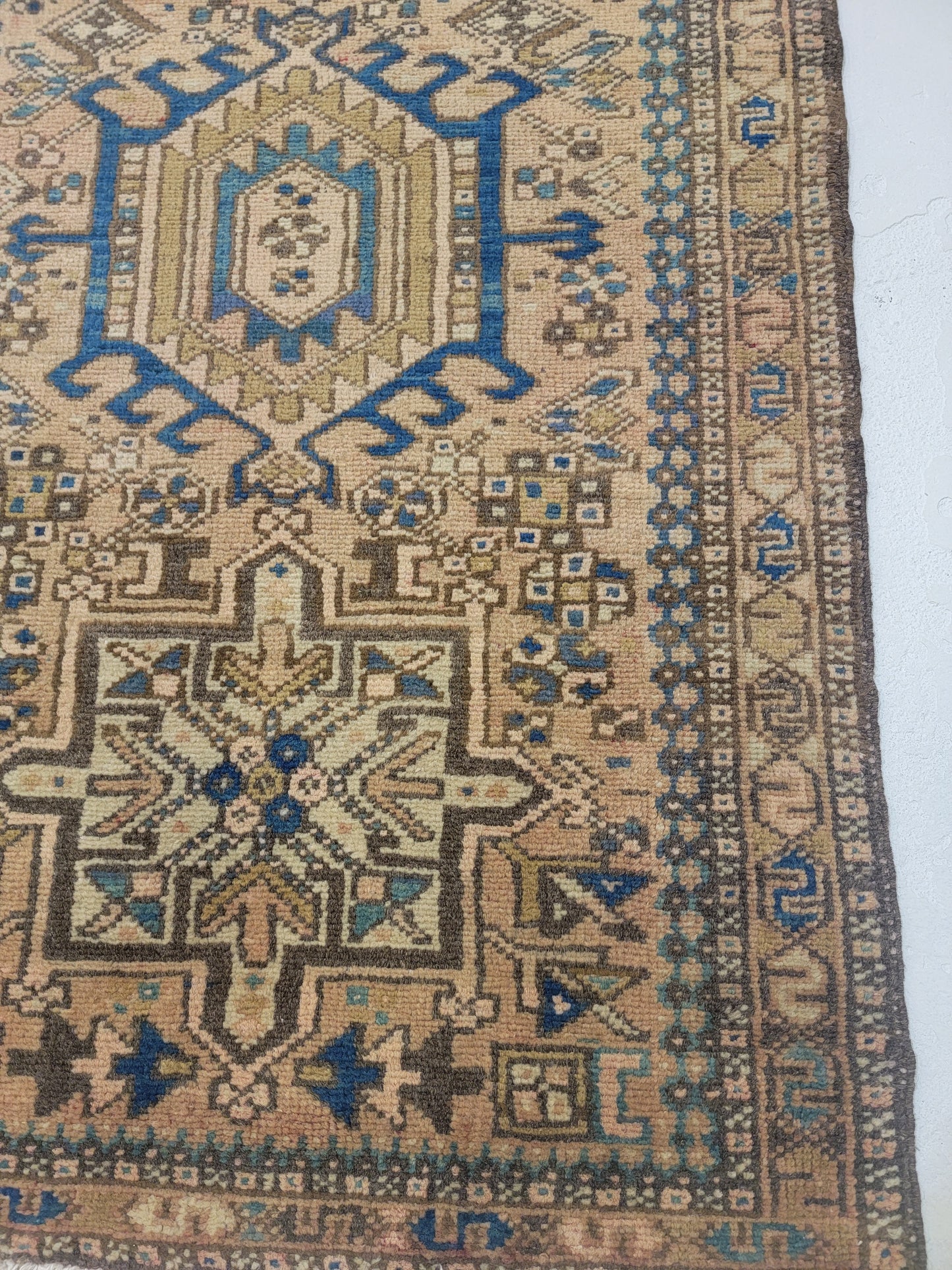 Hand-Knotted Wool Runner Heriz Karajeh 2'4" x 9'