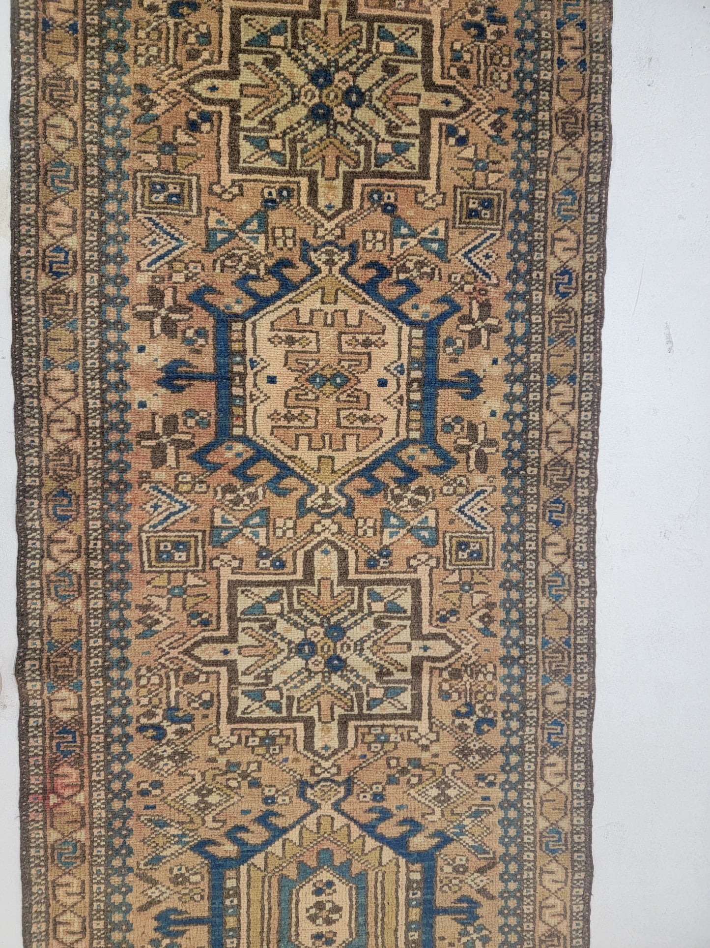 Hand-Knotted Wool Runner Heriz Karajeh 2'4" x 9'