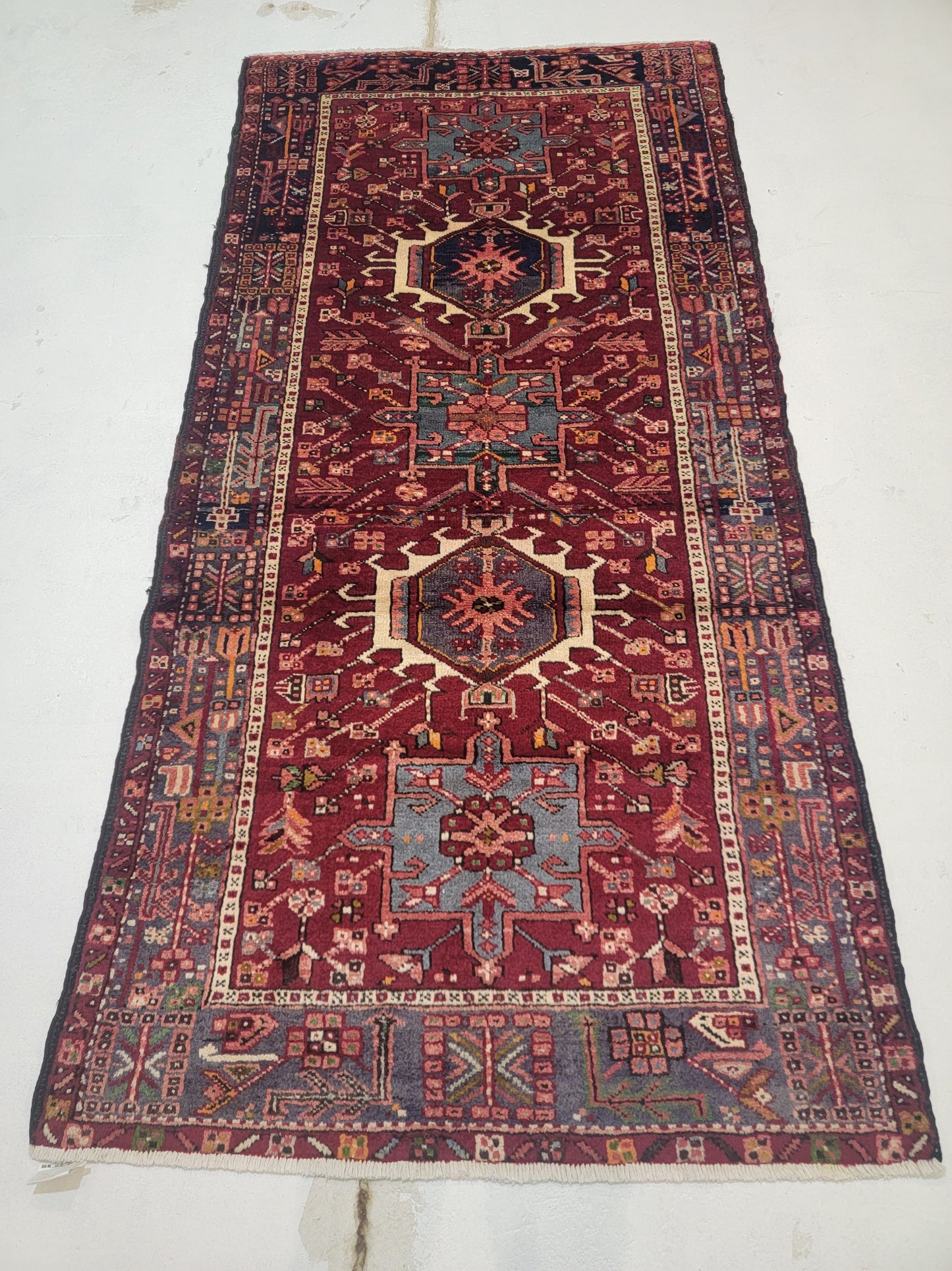 Hand-Knotted Wool Gallery Size Heriz Karajeh 3'4" x 6'9"