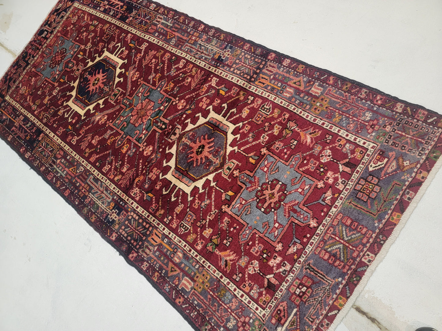 Hand-Knotted Wool Gallery Size Heriz Karajeh 3'4" x 6'9"