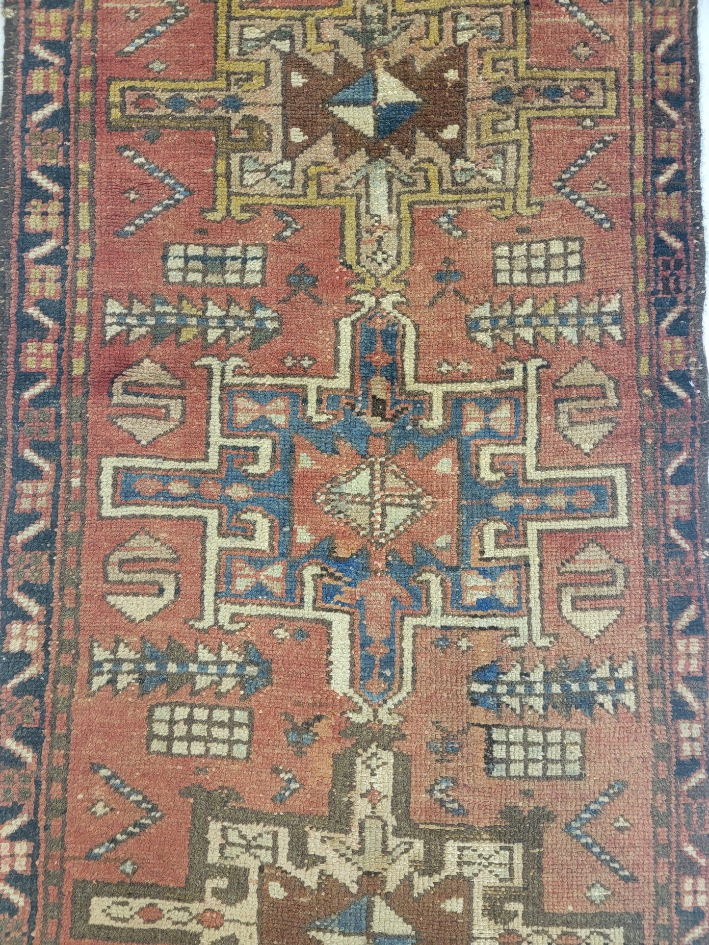 Hand-Knotted Wool Gallery Size Heriz Karajeh 2'6" x 10'