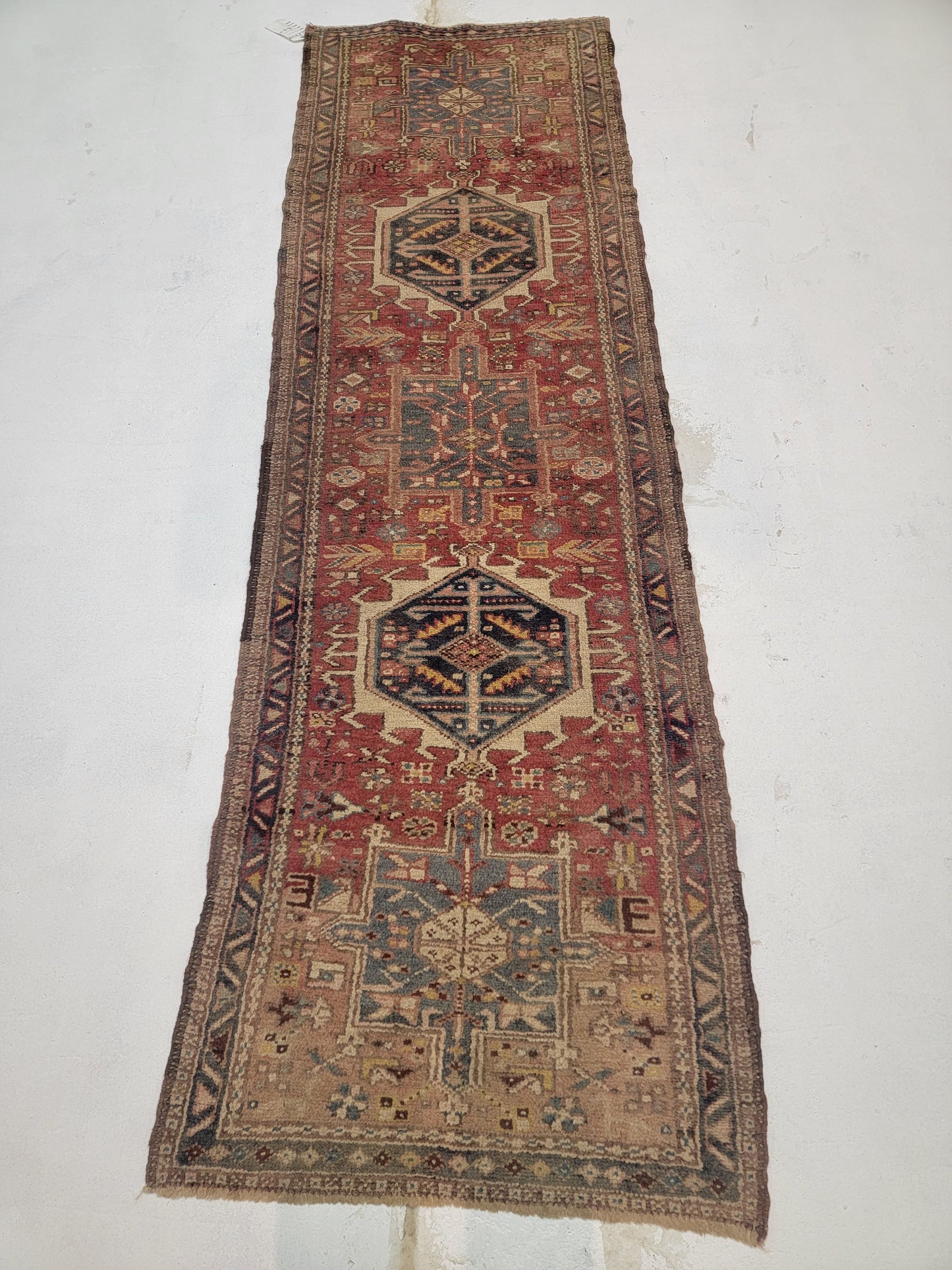 Hand-Knotted Wool Gallery Size Heriz Karajeh 3'3" x 9'7"