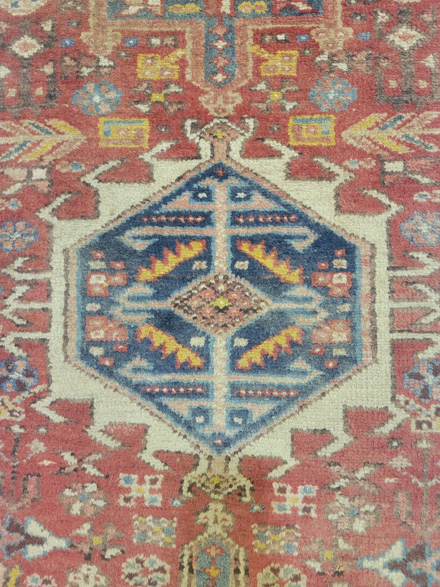 Hand-Knotted Wool Gallery Size Heriz Karajeh 3'3" x 9'7"