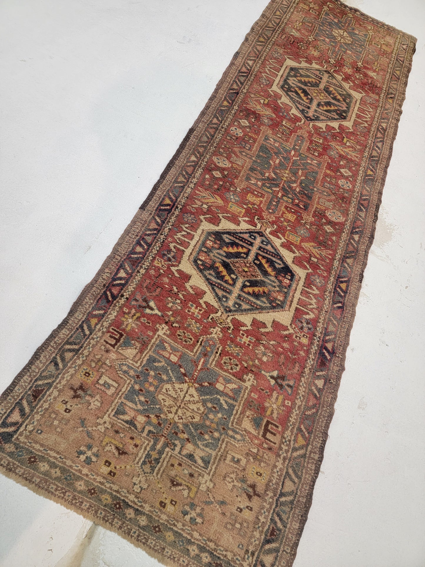 Hand-Knotted Wool Gallery Size Heriz Karajeh 3'3" x 9'7"