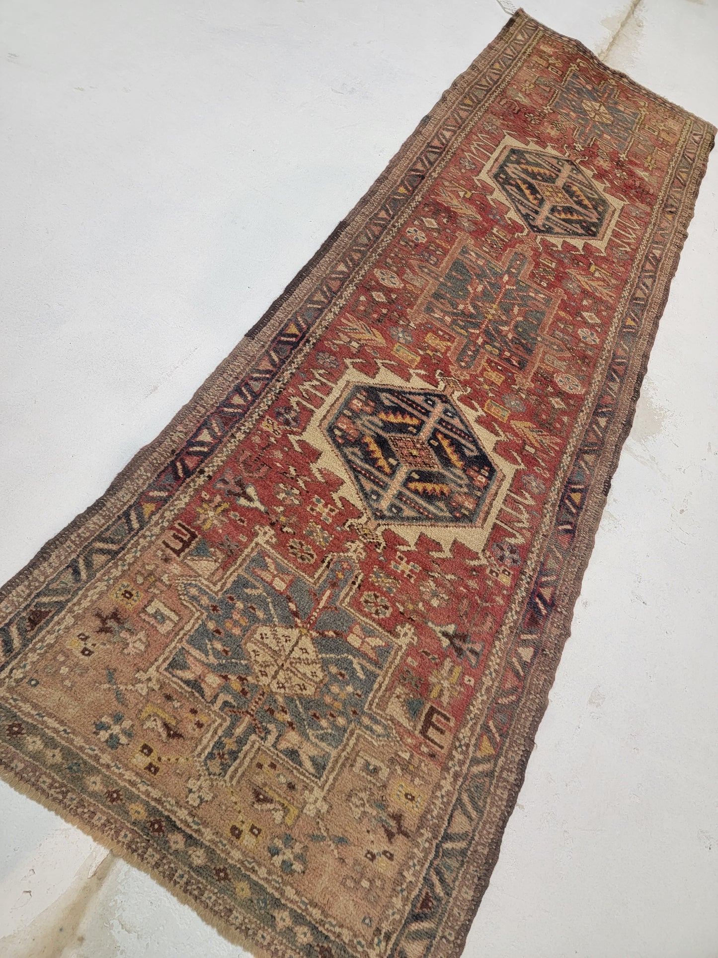 Hand-Knotted Wool Gallery Size Heriz Karajeh 3'3" x 9'7"